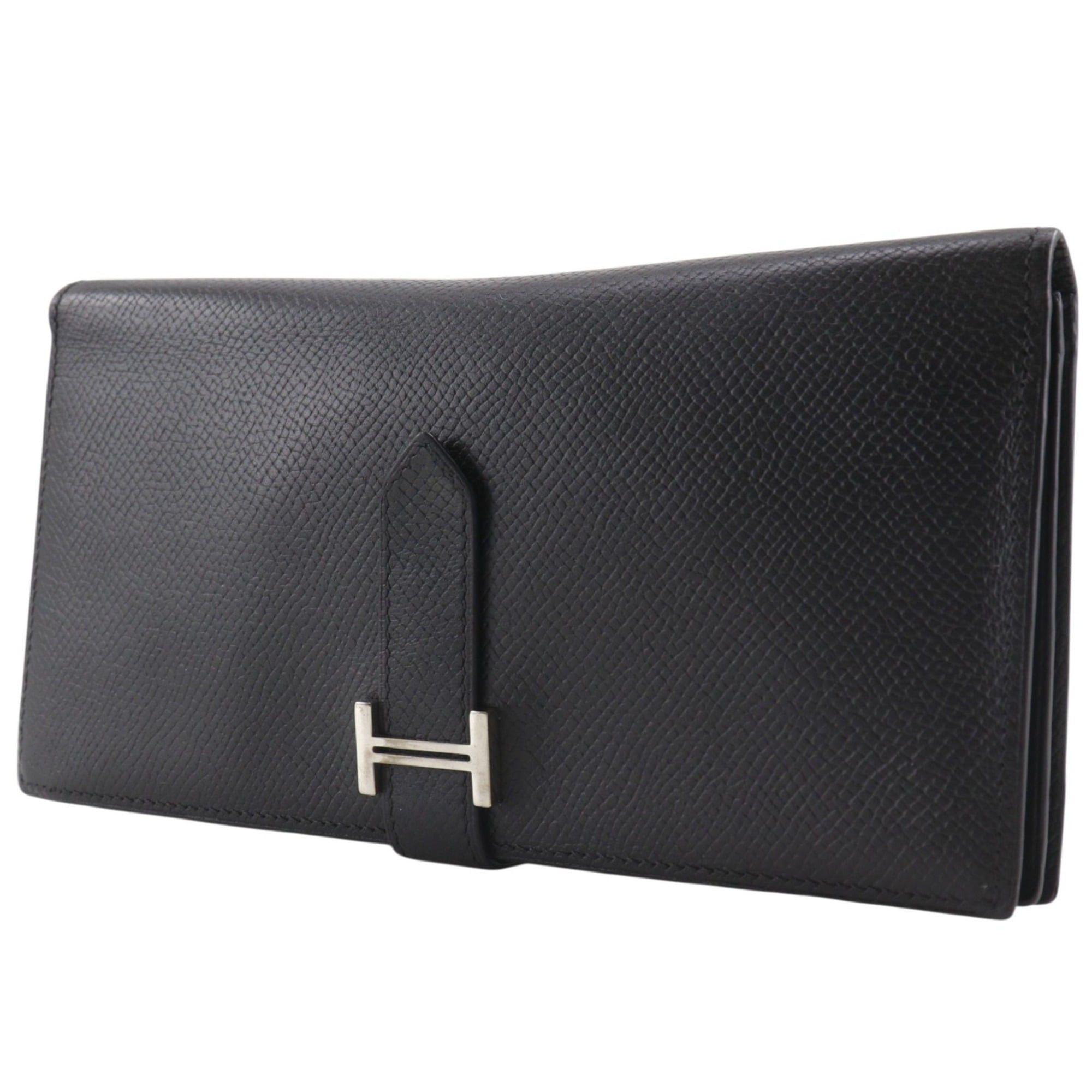 Hermes Hermes Bearn Soufflé Long Wallet, Veau Epsom Leather, 2007 Model, Black/Silver Hardware, □K Belt Buckle, Unisex Size ONE SIZE - 2 Thumbnail