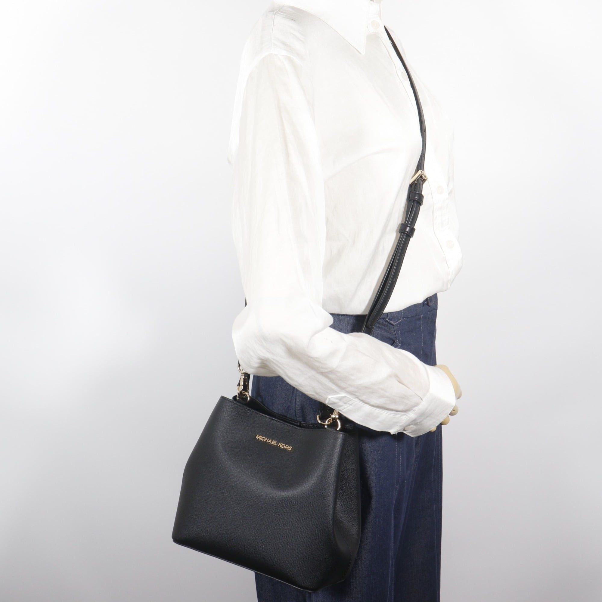 Michael Kors Michael Kors Bucket Crossbody Handbag 35S4G3FM5T1 PVC Black 2-way for Women Size ONE SIZE - 15 Thumbnail