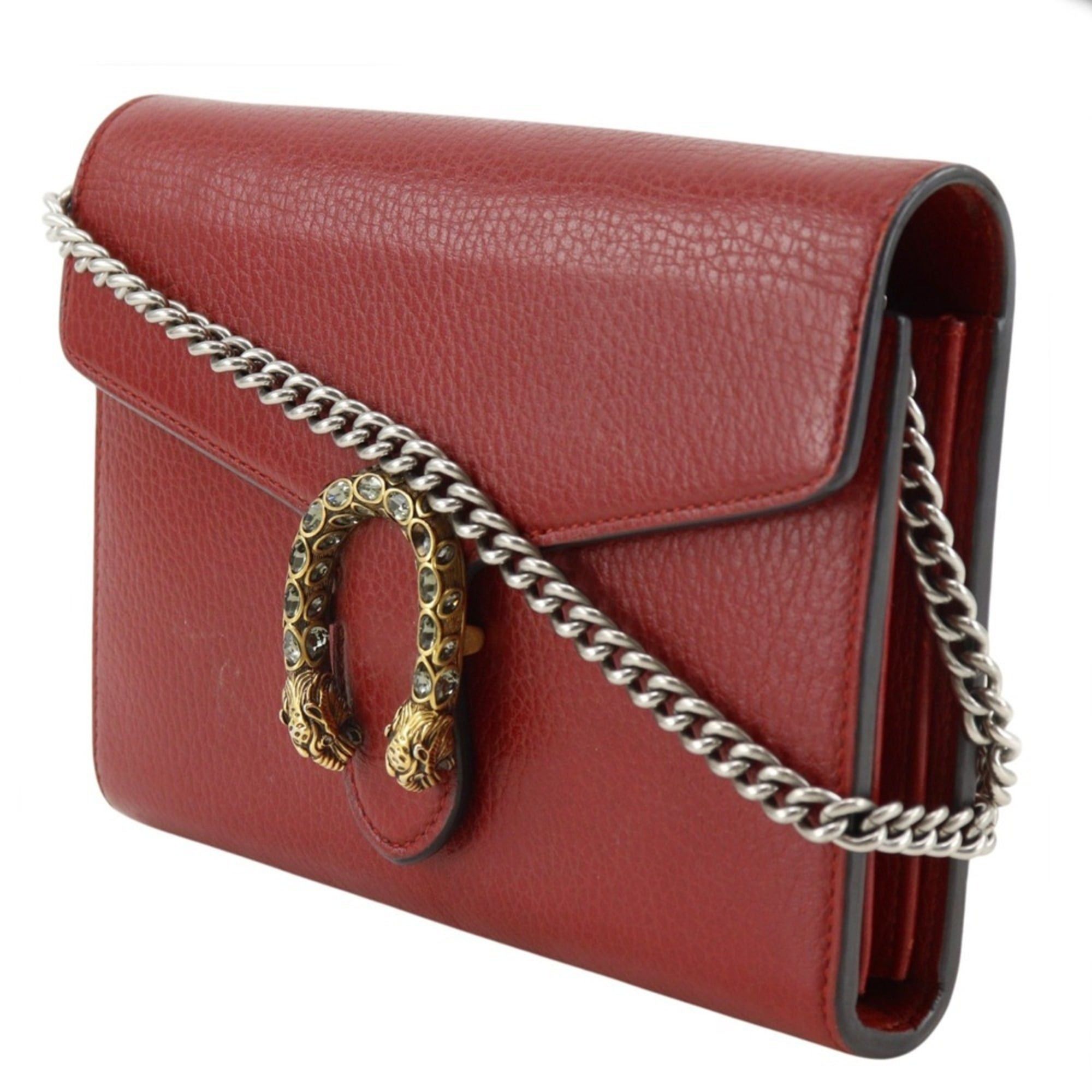 Gucci Gucci Dionysus Chain Wallet Shoulder Bag 401231 Calfskin Red Snap Button Women's Size ONE SIZE - 2 Thumbnail