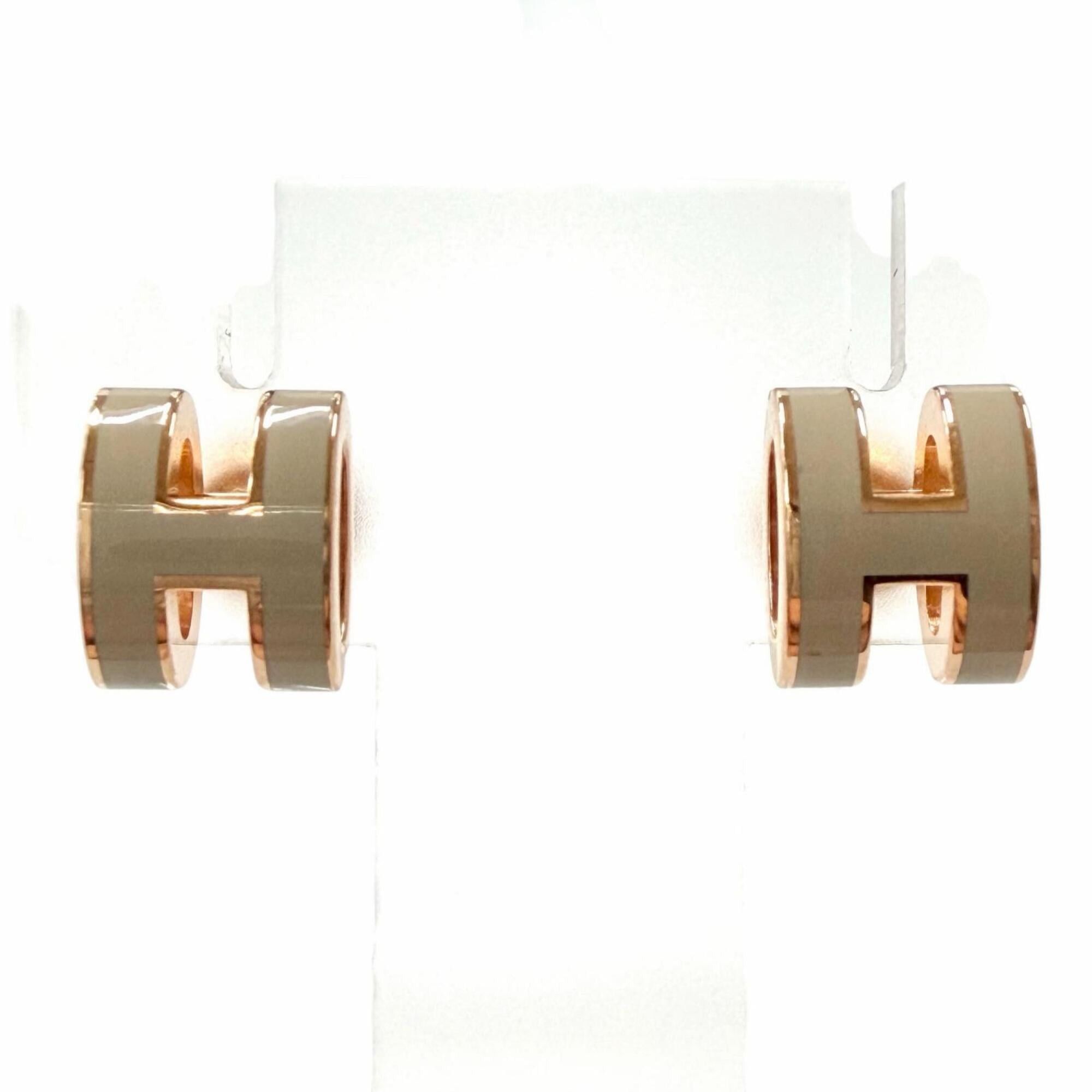 Hermes HERMES Mini Pop H Marron Glacé Rose Gold Earrings, Made in France, Women's, with Box and Dust Bag. Size ONE SIZE - 9 Thumbnail