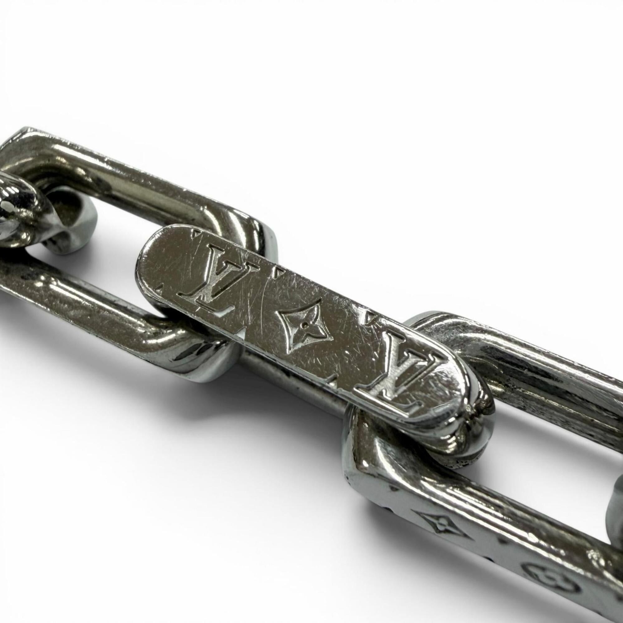 Louis Vuitton LOUIS VUITTON (Louis Vuitton) 2020 model M64196 Collier Chain Monogram Necklace, Silver, Made in Italy, Men's Accessory Size ONE SIZE - 4 Thumbnail