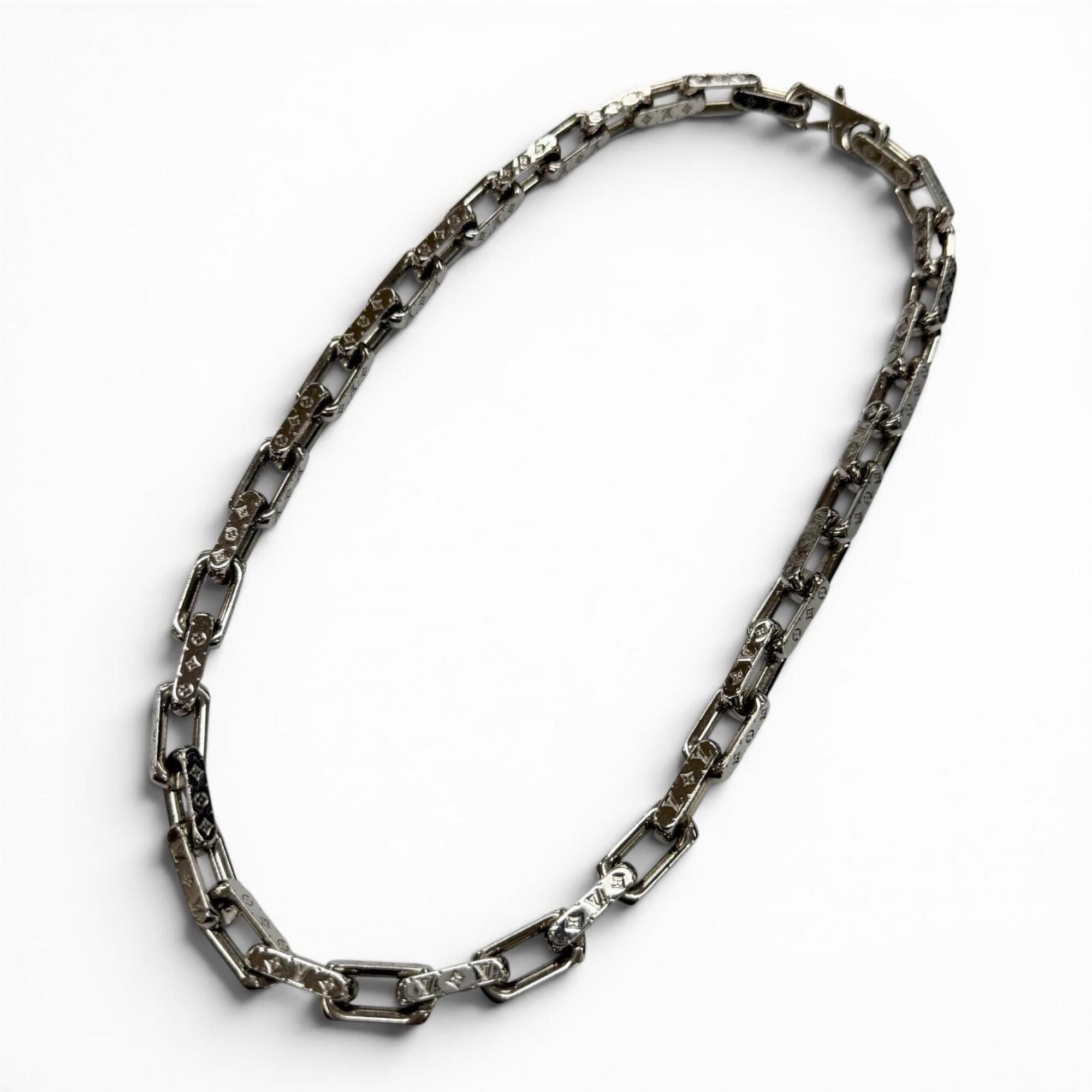 Louis Vuitton LOUIS VUITTON (Louis Vuitton) 2020 model M64196 Collier Chain Monogram Necklace, Silver, Made in Italy, Men's Accessory Size ONE SIZE - 3 Thumbnail