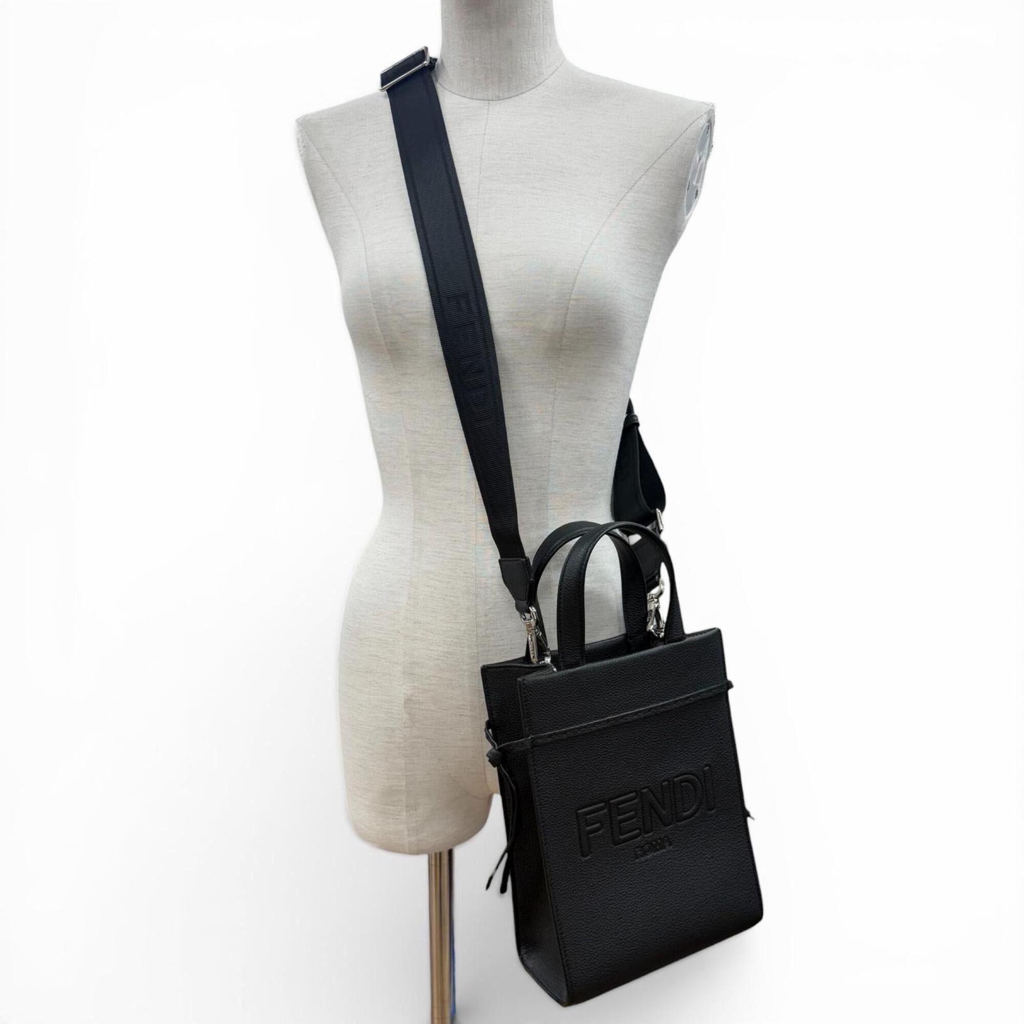 Fendi FENDI 7VA584 Leather Go-to Shopper Small 2-Way Handbag/Shoulder Bag, Black, Made in Italy, Women's Size ONE SIZE - 2 Thumbnail