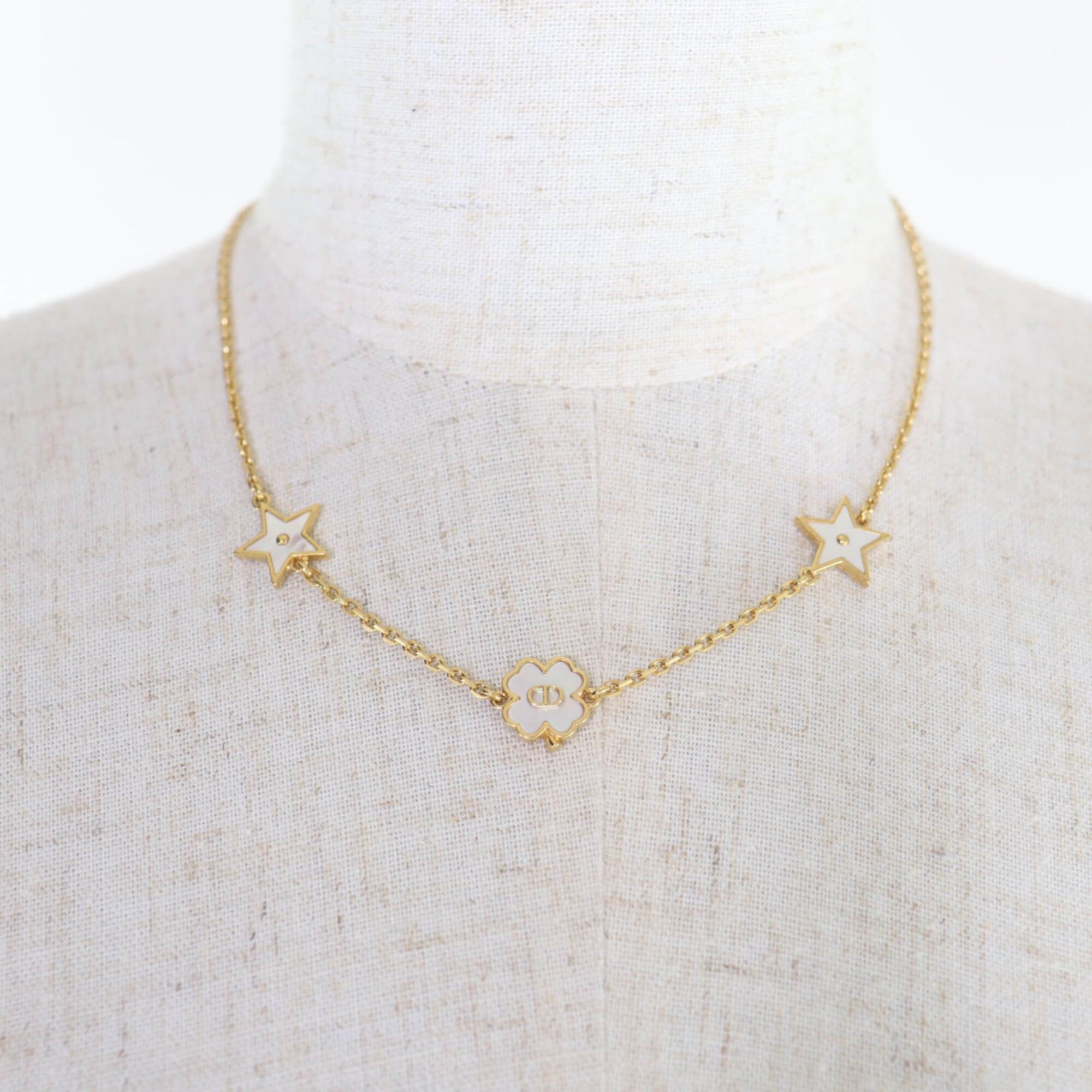 Dior Christian Dior N3480WOMMP Destiny Mother-of-Pearl Star Clover Necklace Gold Women's Size ONE SIZE - 3 Thumbnail