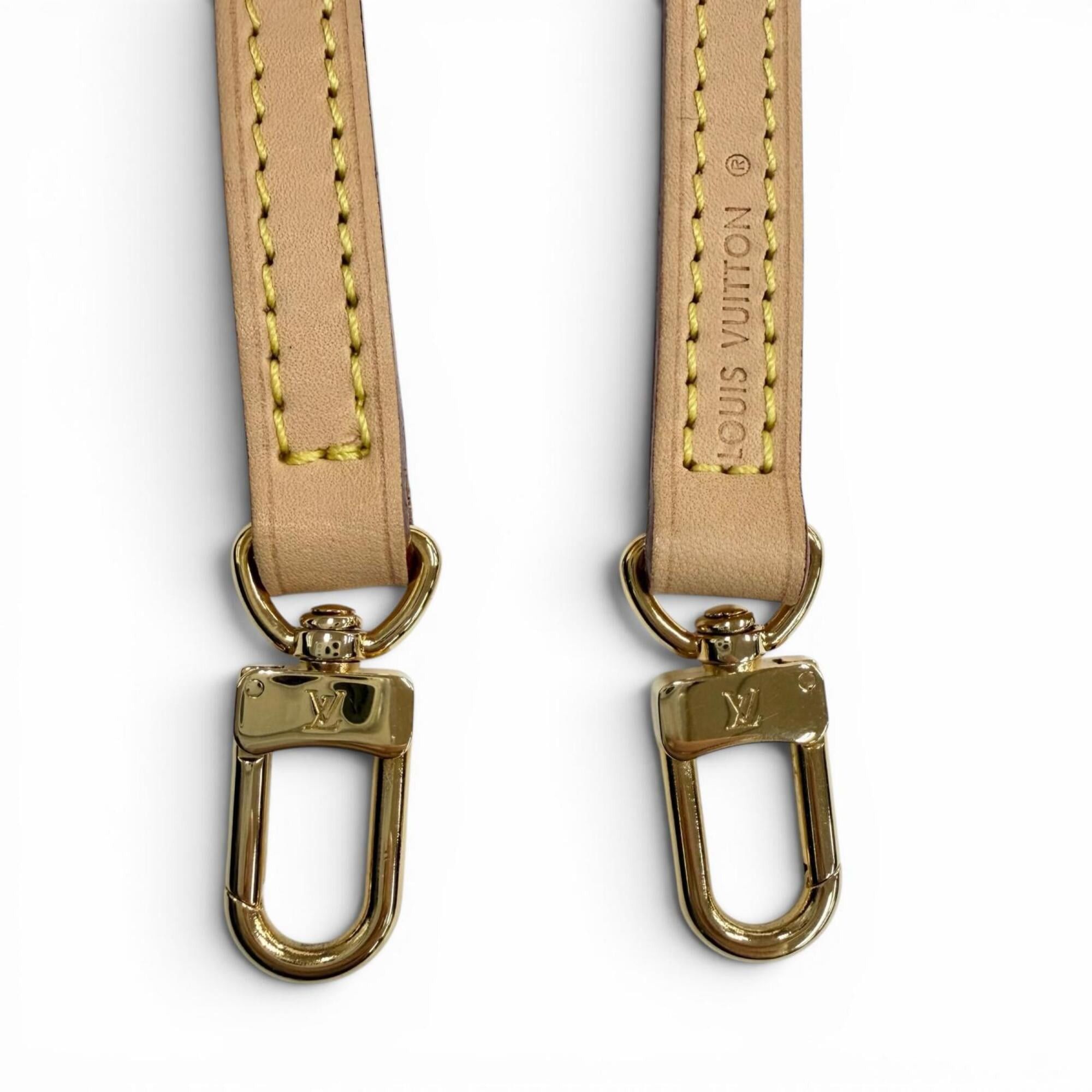 Louis Vuitton Louis Vuitton logo-embossed vachetta leather shoulder strap, light brown, gold hardware, made in France, women's. Size ONE SIZE - 4 Thumbnail