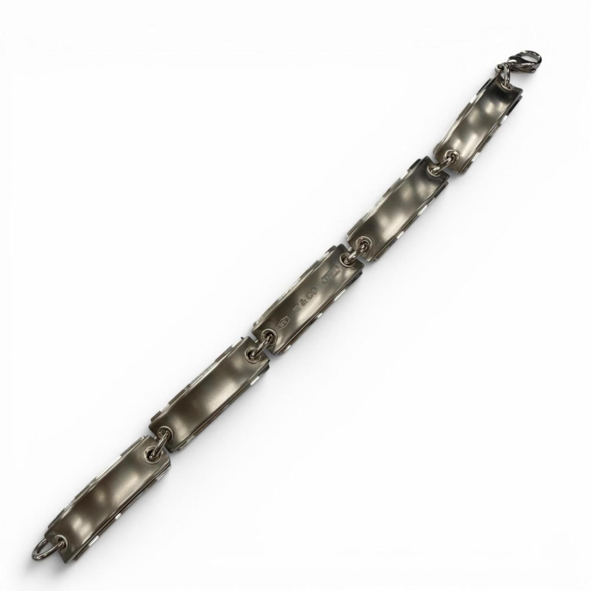 Tiffany & Co. TIFFANY&Co. Tiffany Plate Link 1837 925 Bracelet, Silver, Weight 41.8g, Men's/Women's Accessory, Comes with Box and Dust Bag. Size ONE SIZE - 3 Thumbnail