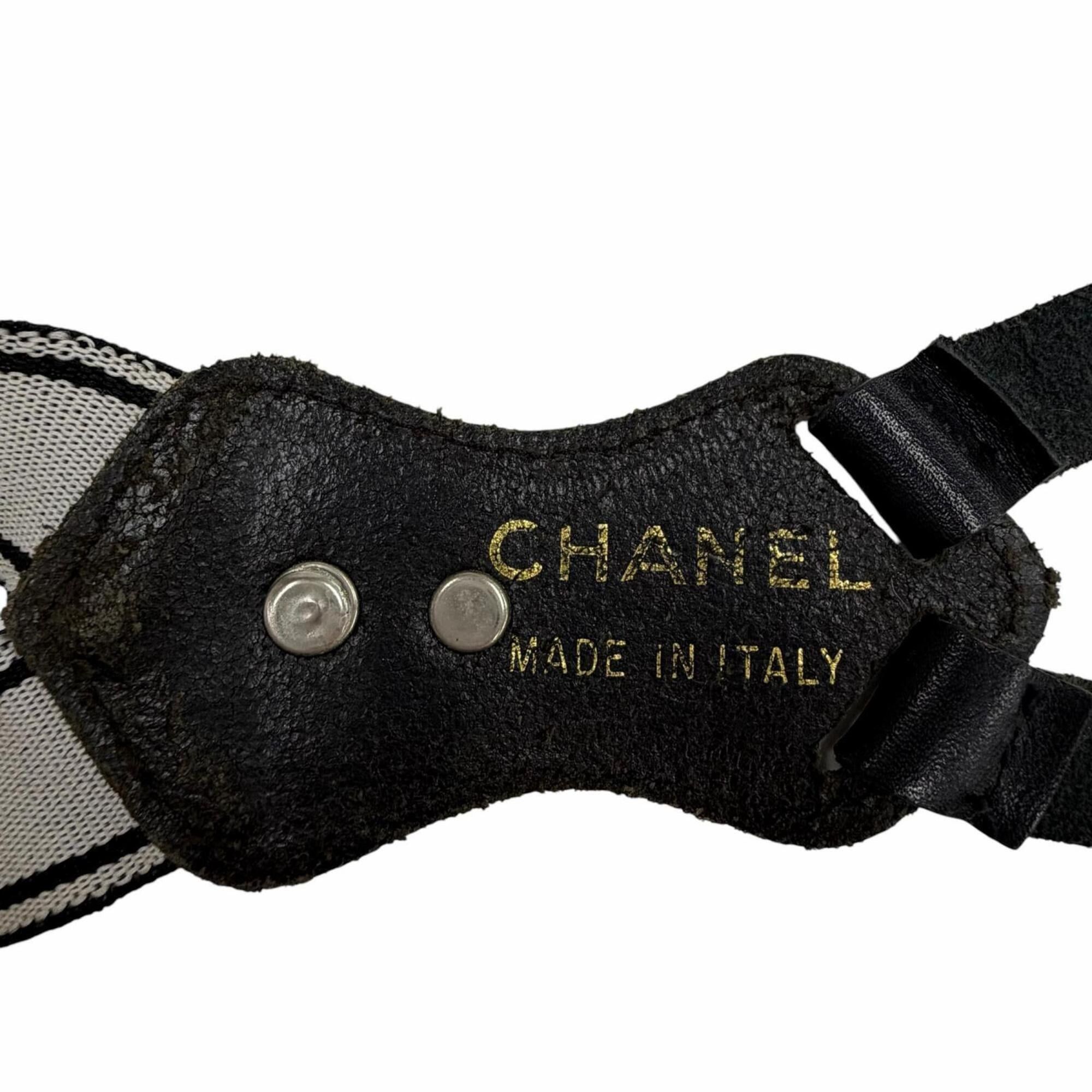 Chanel CHANEL Vintage Logo Coco Mark Hardware Leather Suspenders, Black, Made in Italy, Women's, with Box Size ONE SIZE - 8 Thumbnail