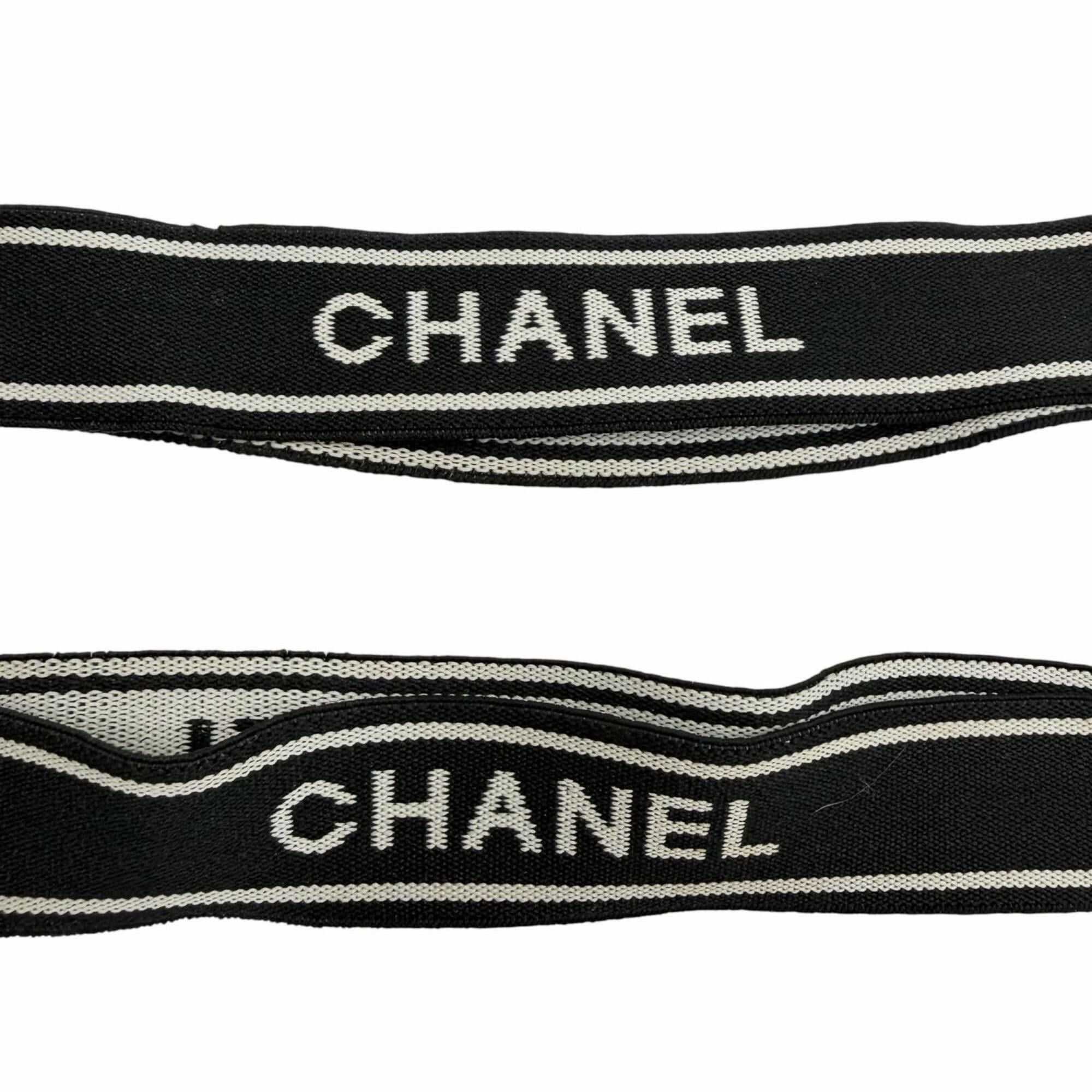 Chanel CHANEL Vintage Logo Coco Mark Hardware Leather Suspenders, Black, Made in Italy, Women's, with Box Size ONE SIZE - 5 Thumbnail
