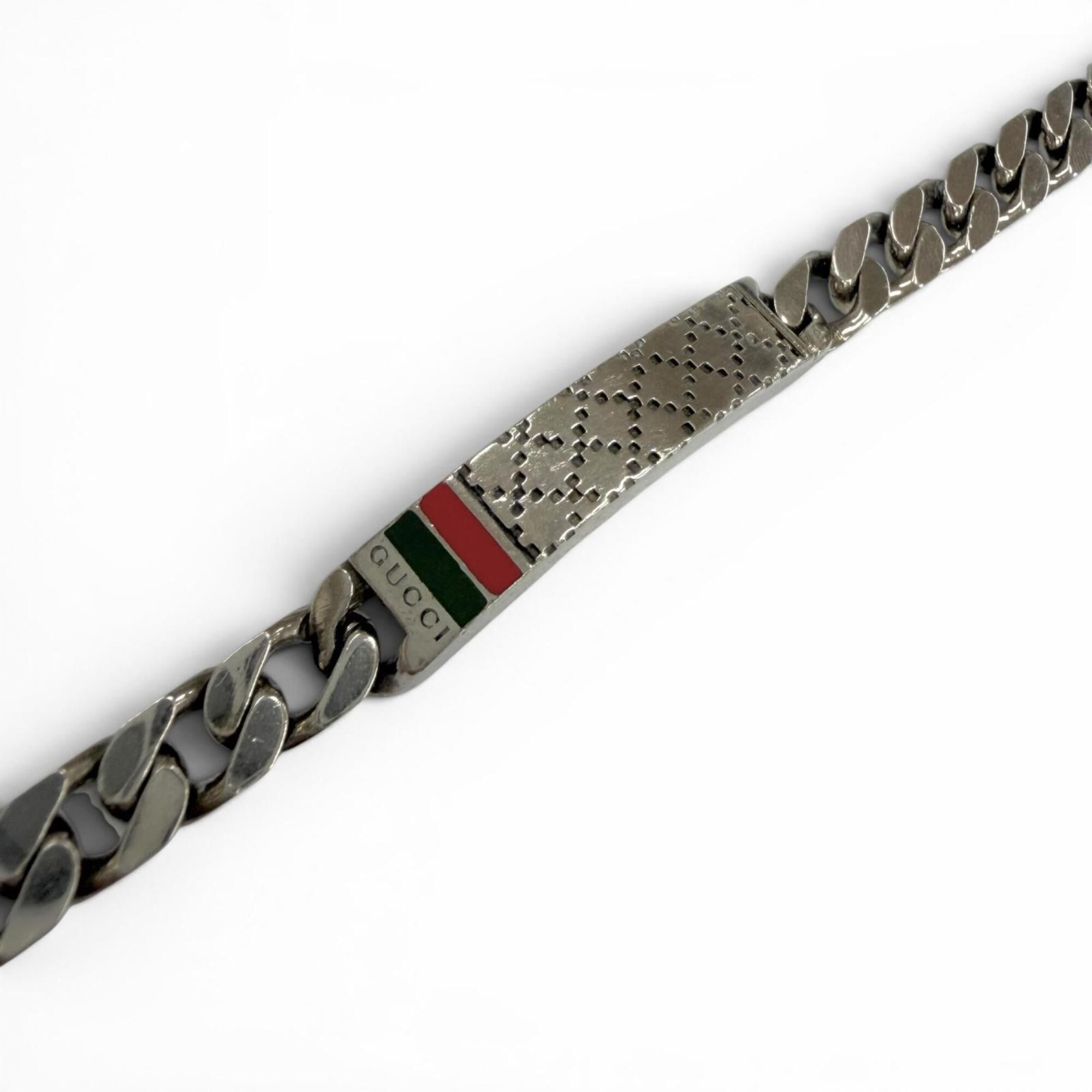 Gucci GUCCI 295676 AG925 Diamante Web Stripe Chain Bracelet, Silver, 18k, Made in Italy, Weight 18.89g, Men's/Women's. Size ONE SIZE - 3 Thumbnail