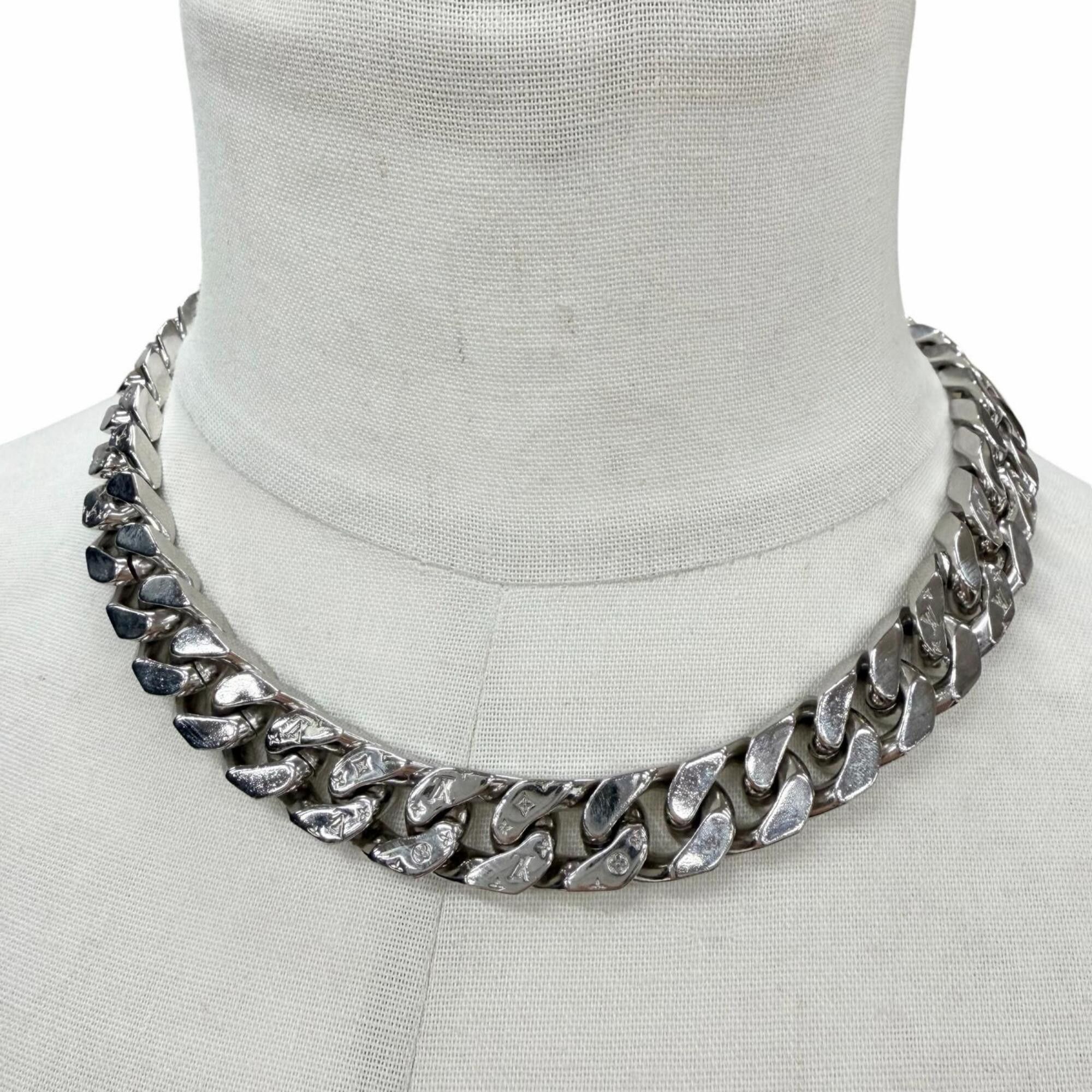 Louis Vuitton LOUIS VUITTON M68272 Collier Chain Curb Link Monogram Necklace Silver Made in Italy Men's Accessory Size ONE SIZE - 3 Thumbnail