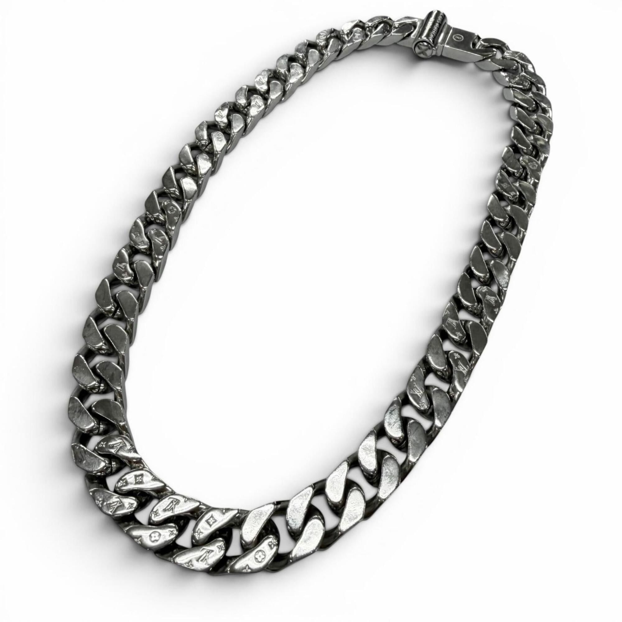Louis Vuitton LOUIS VUITTON M68272 Collier Chain Curb Link Monogram Necklace Silver Made in Italy Men's Accessory Size ONE SIZE - 4 Thumbnail