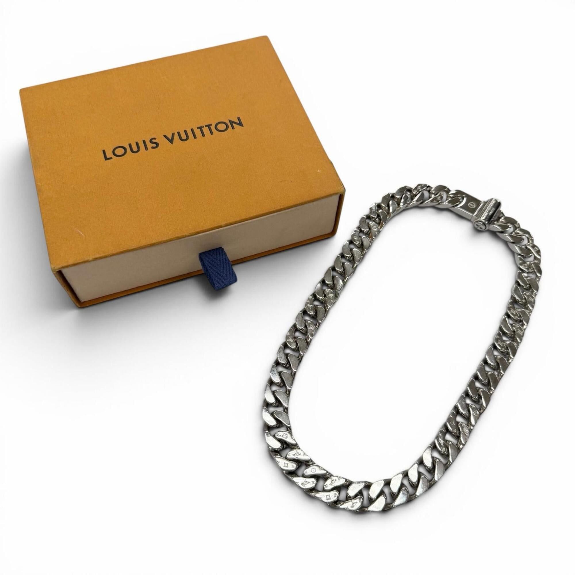 Louis Vuitton LOUIS VUITTON M68272 Collier Chain Curb Link Monogram Necklace Silver Made in Italy Men's Accessory Size ONE SIZE - 2 Thumbnail