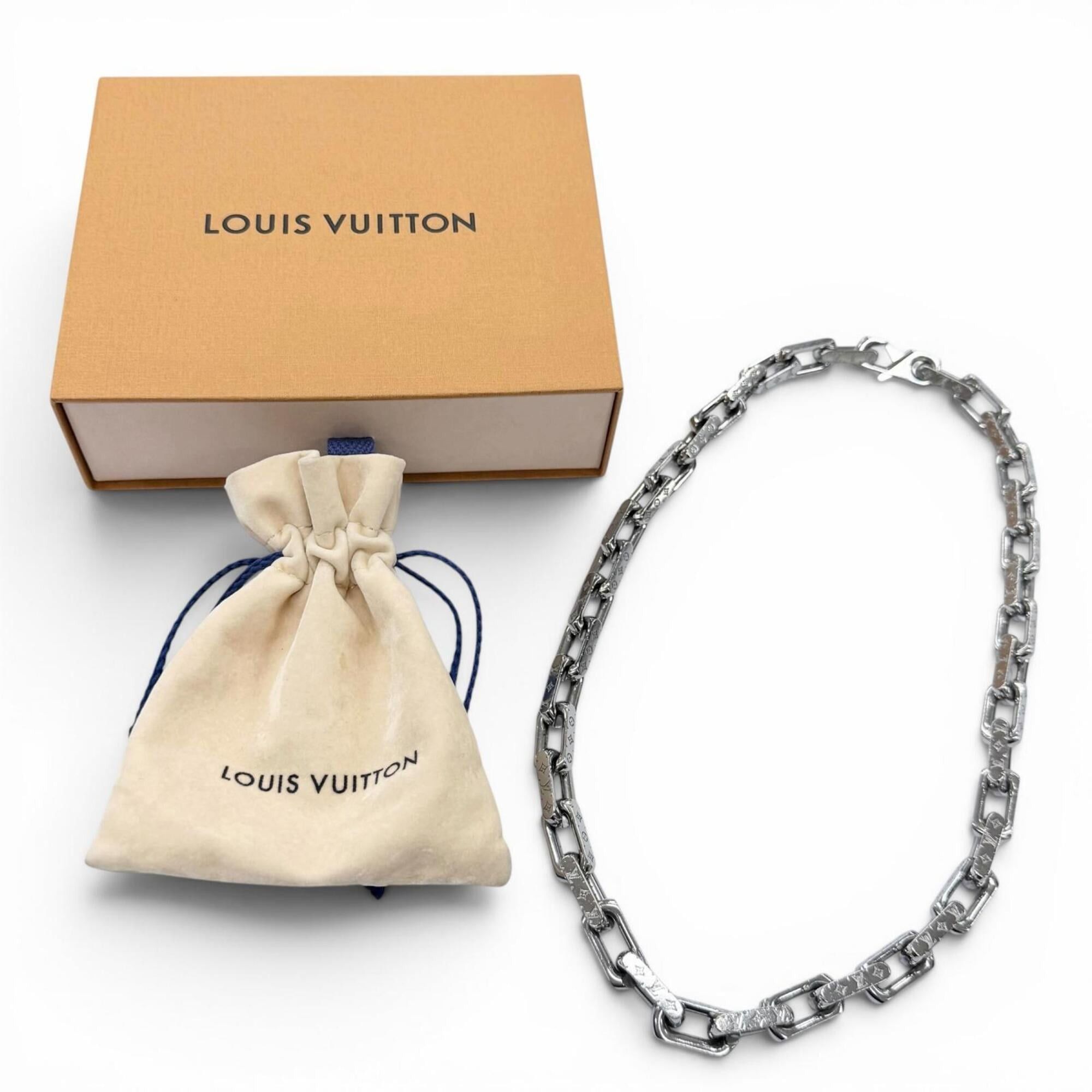 Louis Vuitton LOUIS VUITTON M00307 Collier Chain Monogram Necklace, Silver, Made in Italy, 2022 Model, Men's, with Box and Dust Bag. Size ONE SIZE - 2 Thumbnail