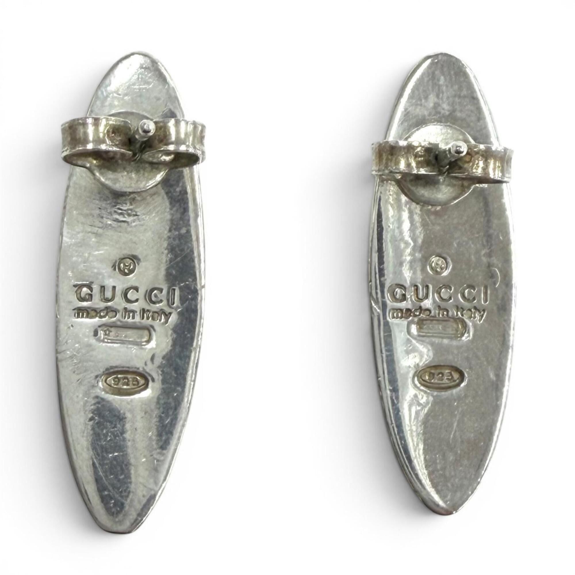 Gucci GUCCI Oval SV925 Earrings (Pair) - Silver, Made in Italy, Weight: 11.46g, Women's Size ONE SIZE - 3 Thumbnail