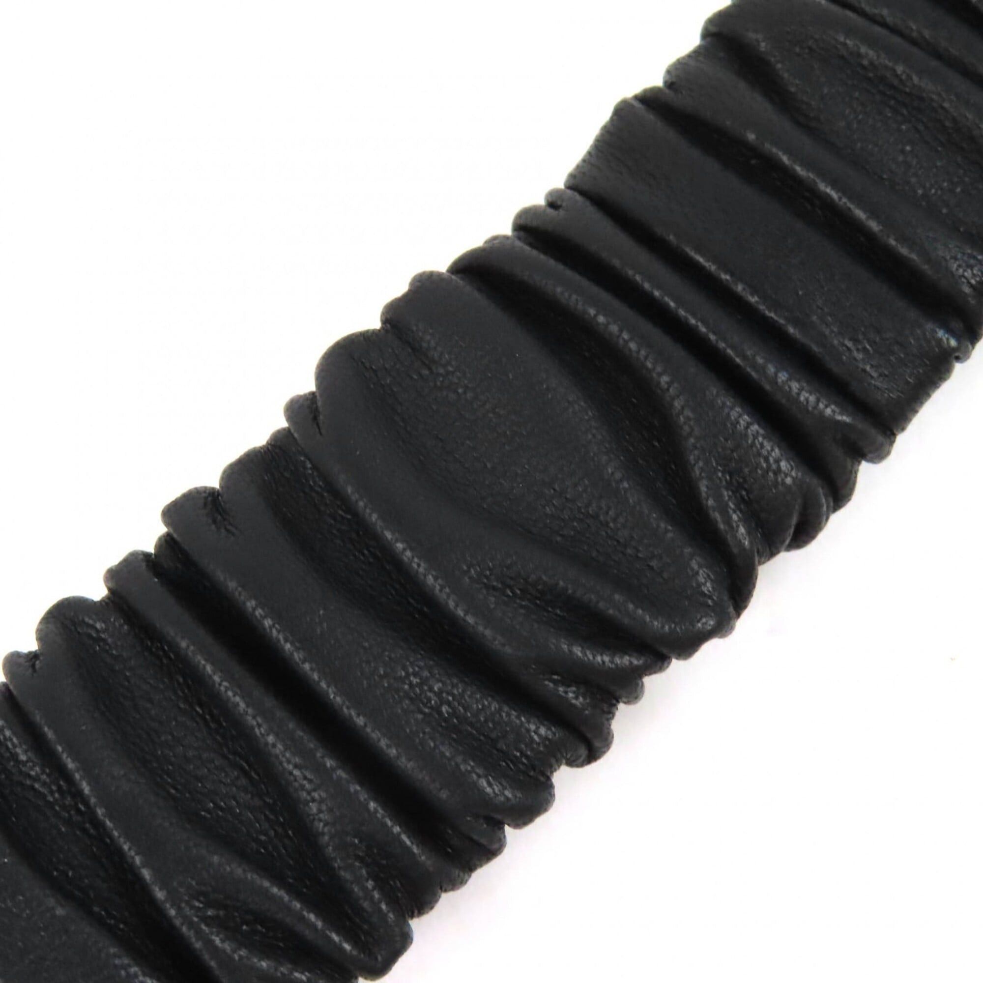Chanel CHANEL L23A Coco Mark Rhinestone Buckle Leather Elastic Belt Black Gold Hardware 75 30 Women's Size ONE SIZE - 4 Thumbnail