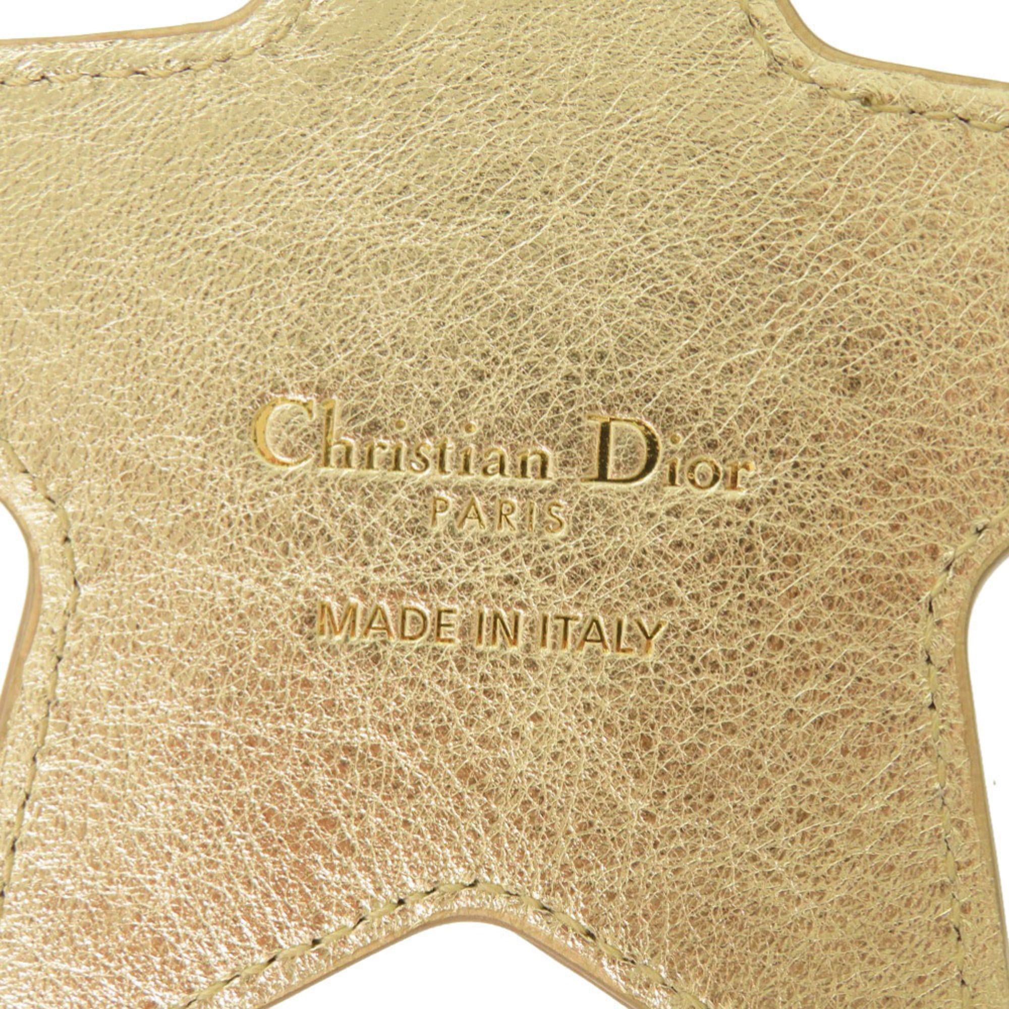 Dior Christian Dior Like New Dior Cannage Star Keychain with Mirror, Gold Hardware, 43MA 0294, Leather, Charm 0644Dior Size ONE SIZE - 7 Thumbnail
