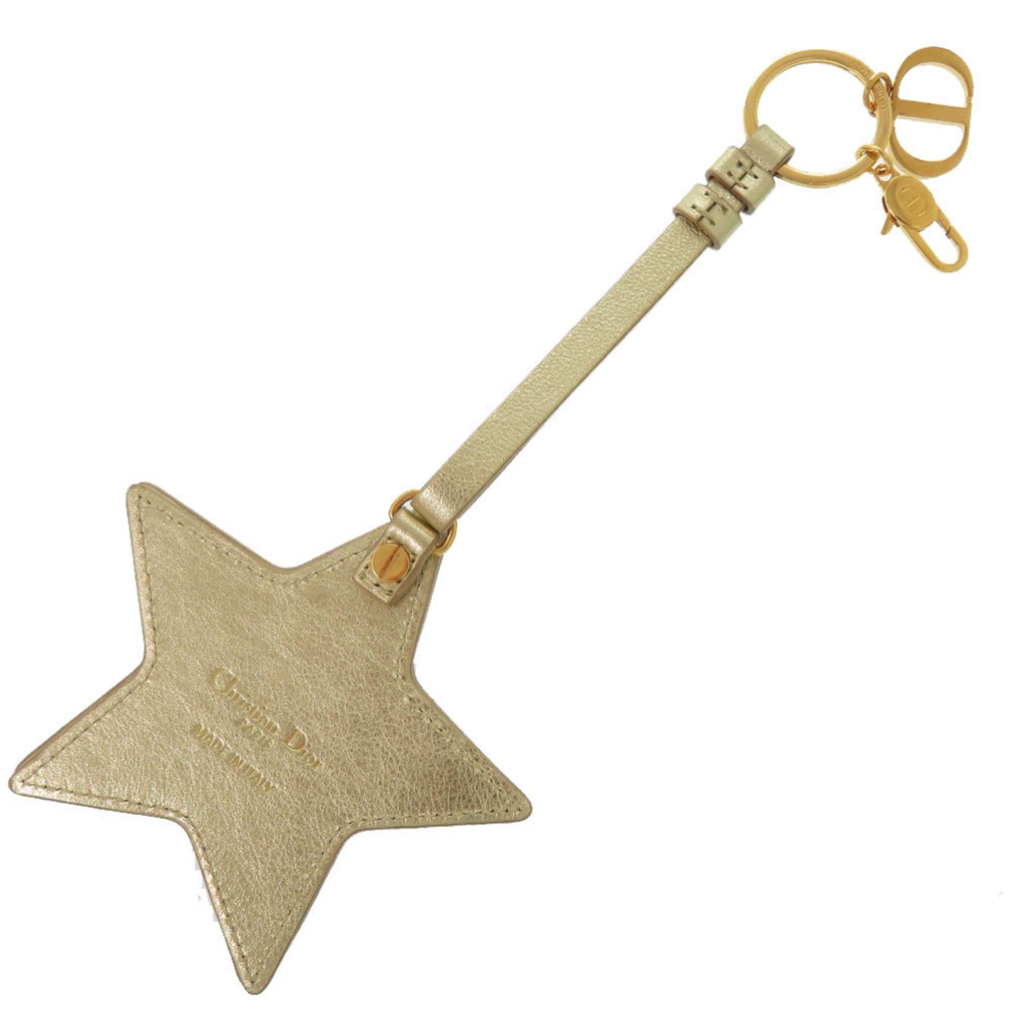 Dior Christian Dior Like New Dior Cannage Star Keychain with Mirror, Gold Hardware, 43MA 0294, Leather, Charm 0644Dior Size ONE SIZE - 3 Thumbnail