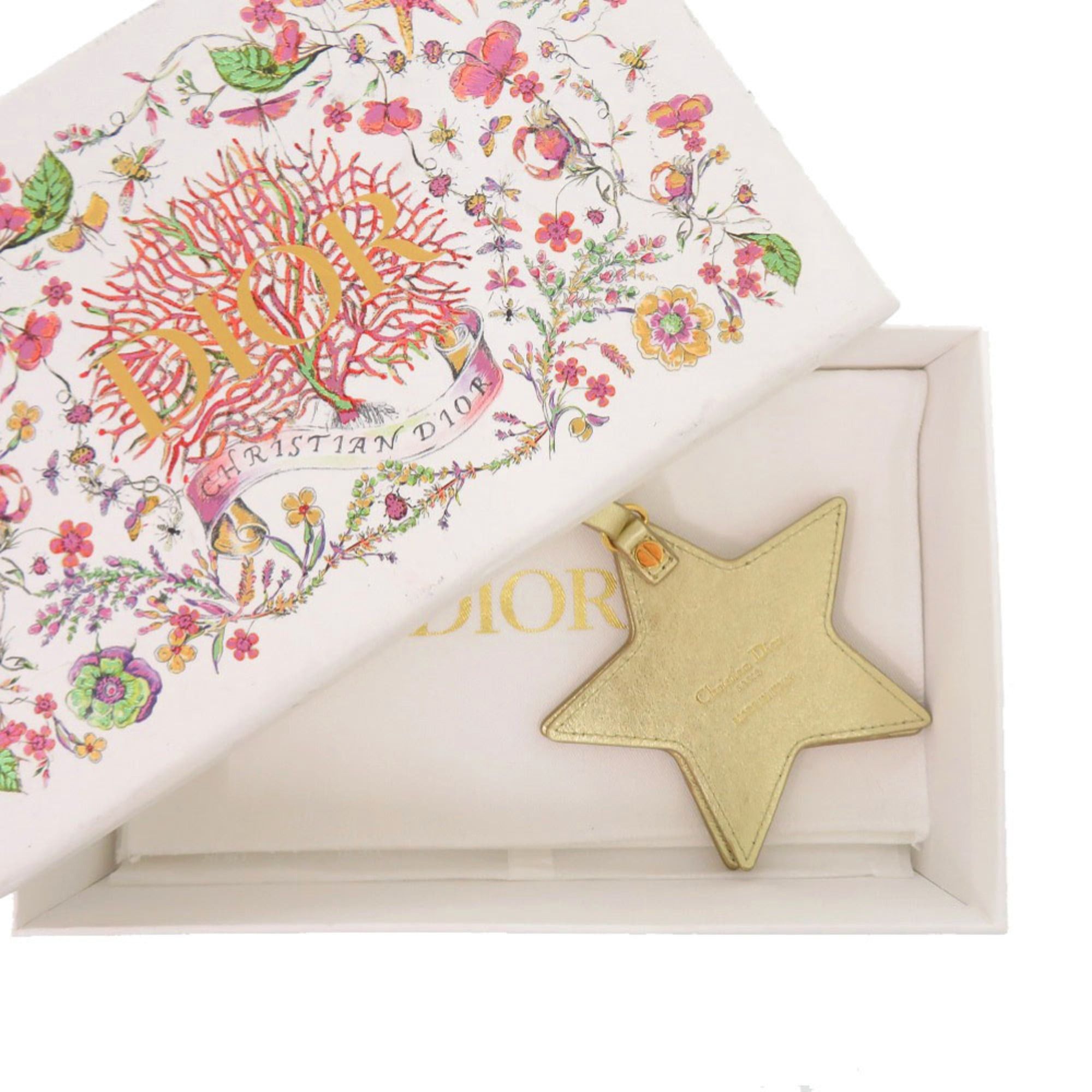 Dior Christian Dior Like New Dior Cannage Star Keychain with Mirror, Gold Hardware, 43MA 0294, Leather, Charm 0644Dior Size ONE SIZE - 2 Thumbnail