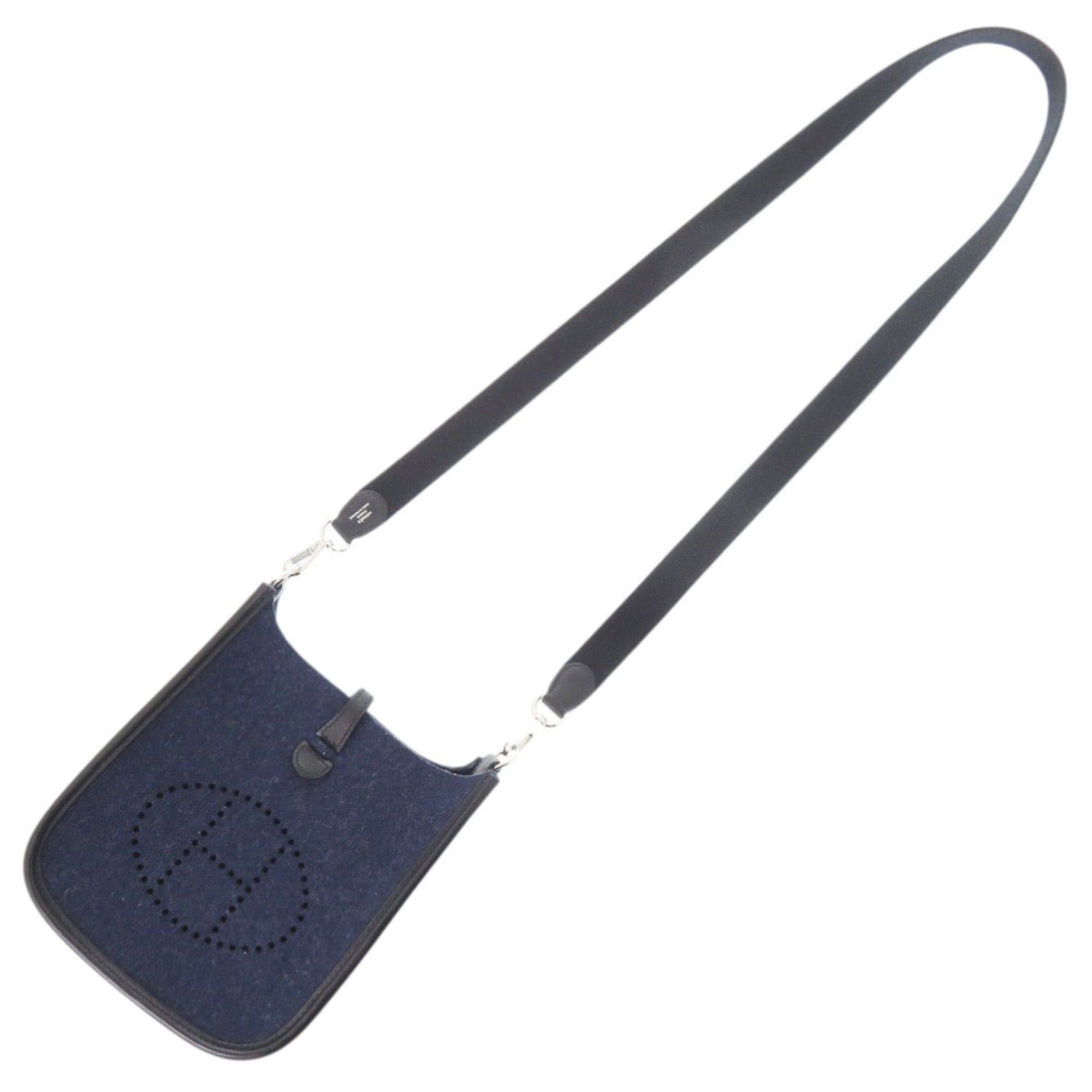 Hermes Like New Hermes Evelyne TPM Amazon Felt Swift Leather Shoulder Bag in Blue Nuit with Silver Hardware, Y Stamp (2020 Model), 0968HERMES Size ONE SIZE - 7 Thumbnail