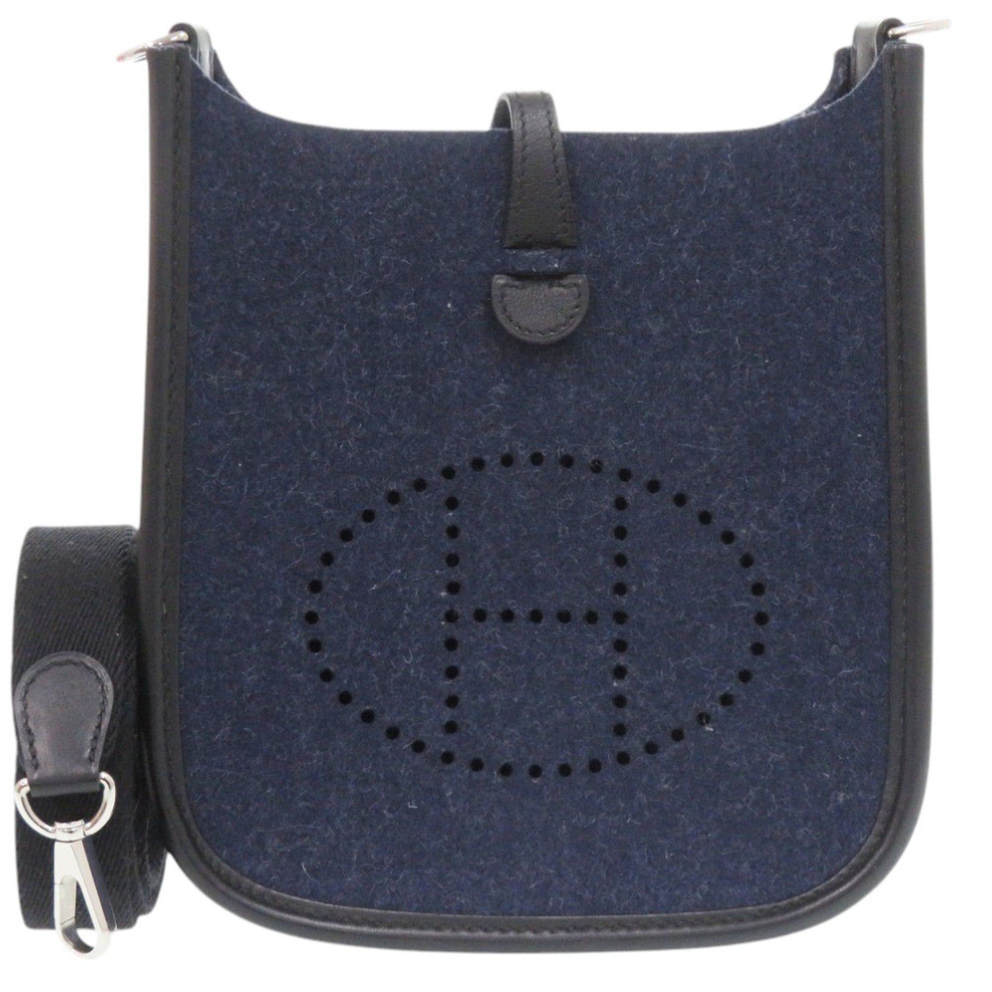 Hermes Like New Hermes Evelyne TPM Amazon Felt Swift Leather Shoulder Bag in Blue Nuit with Silver Hardware, Y Stamp (2020 Model), 0968HERMES Size ONE SIZE - 2 Thumbnail