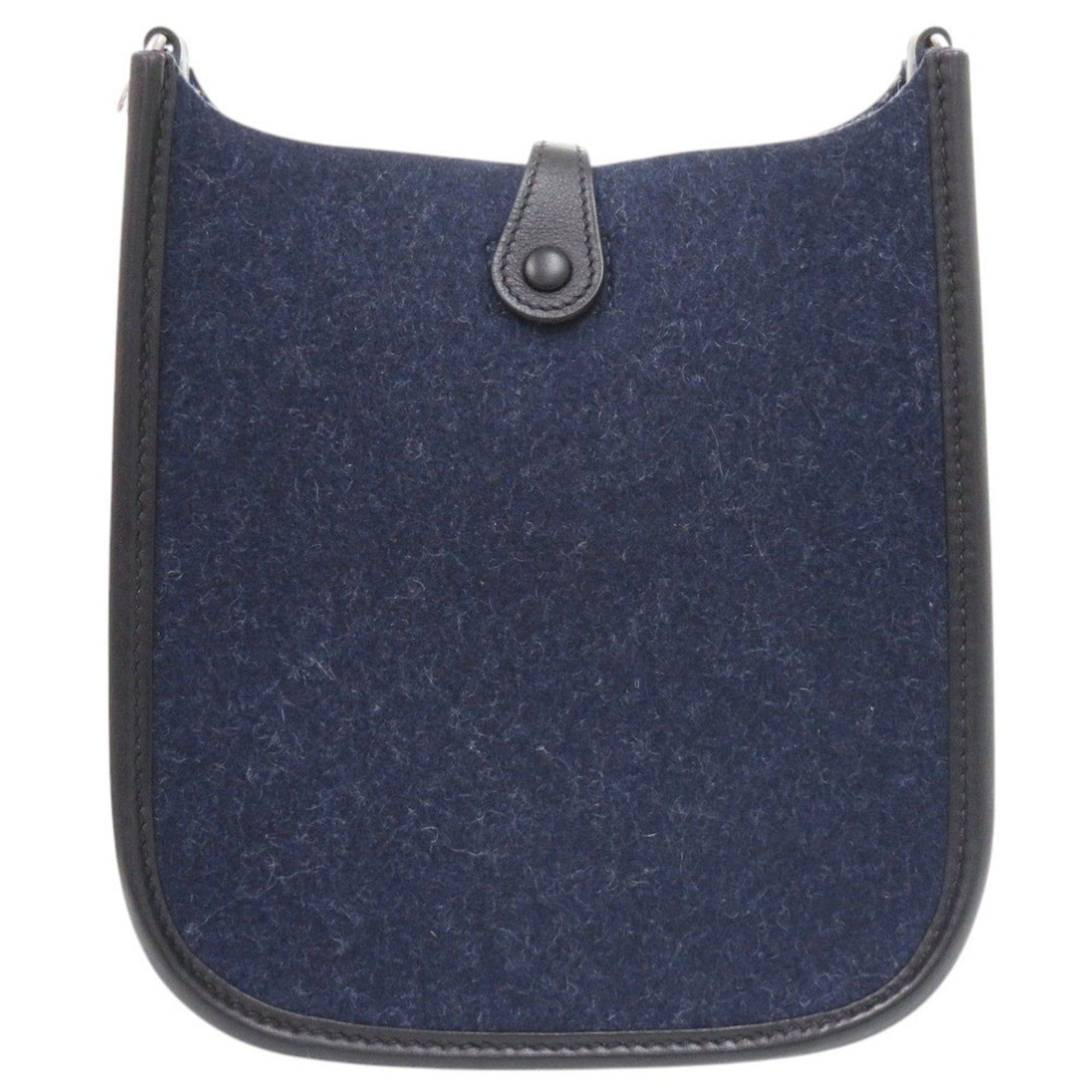 Hermes Like New Hermes Evelyne TPM Amazon Felt Swift Leather Shoulder Bag in Blue Nuit with Silver Hardware, Y Stamp (2020 Model), 0968HERMES Size ONE SIZE - 3 Thumbnail