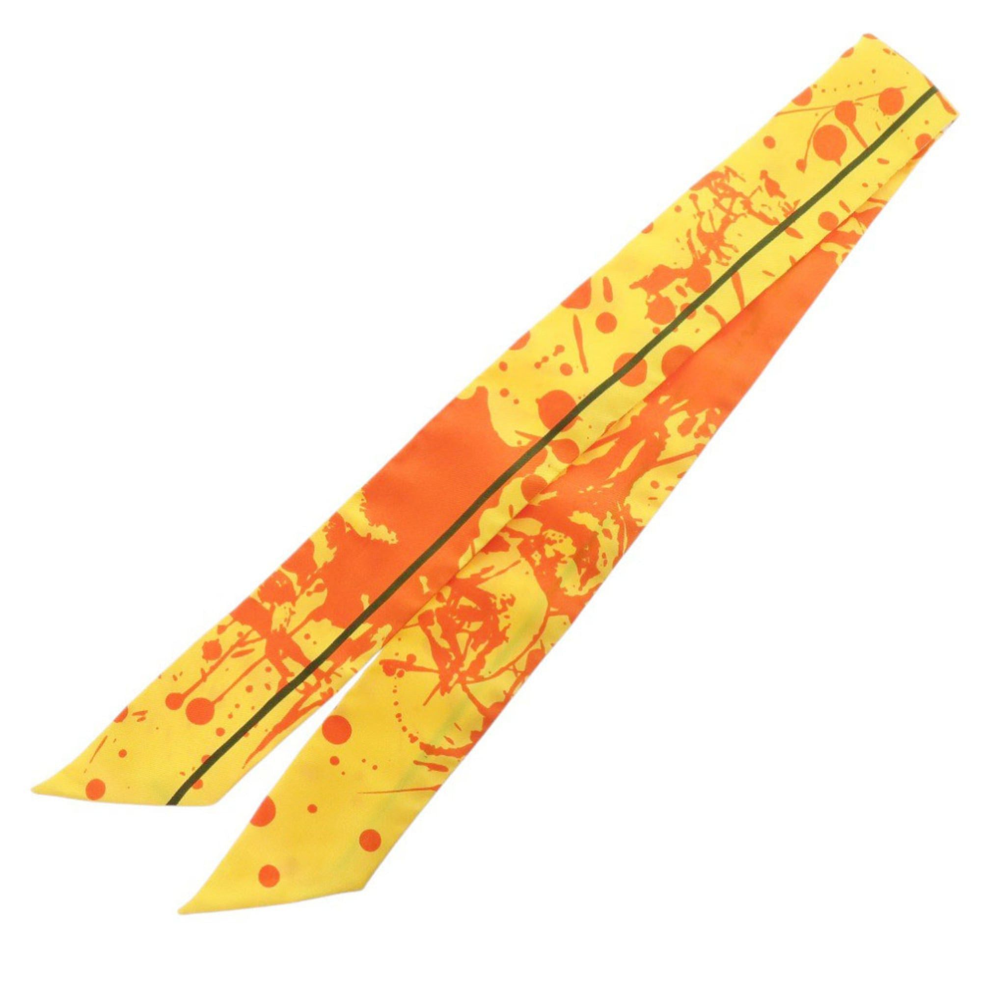 Hermes Excellent condition Hermes Twilly "Unexpected Horse" silk yellow scarf/muffler 0393HERMES Size ONE SIZE - 2 Thumbnail
