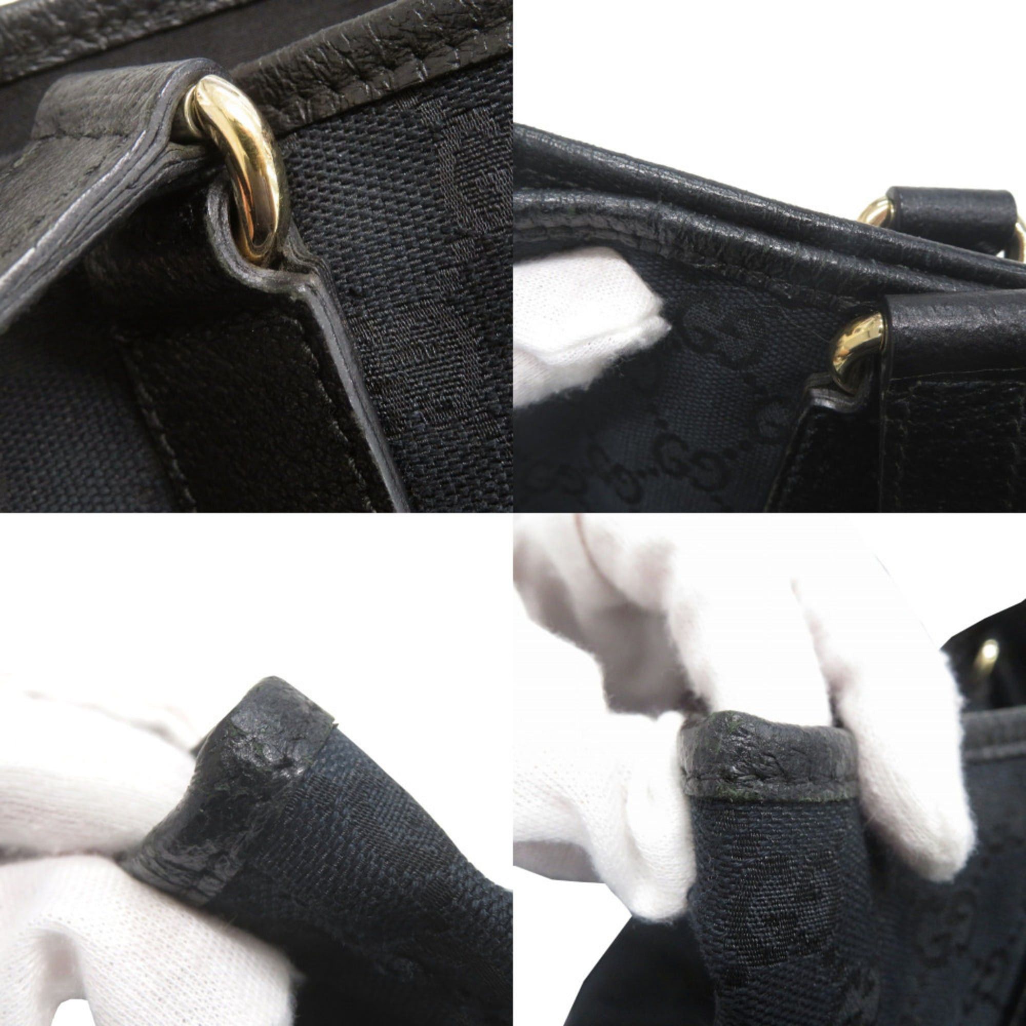 Gucci Gucci GG Canvas Leather 153009 Black Tote Bag 1967 GUCCI Size ONE SIZE - 10 Thumbnail