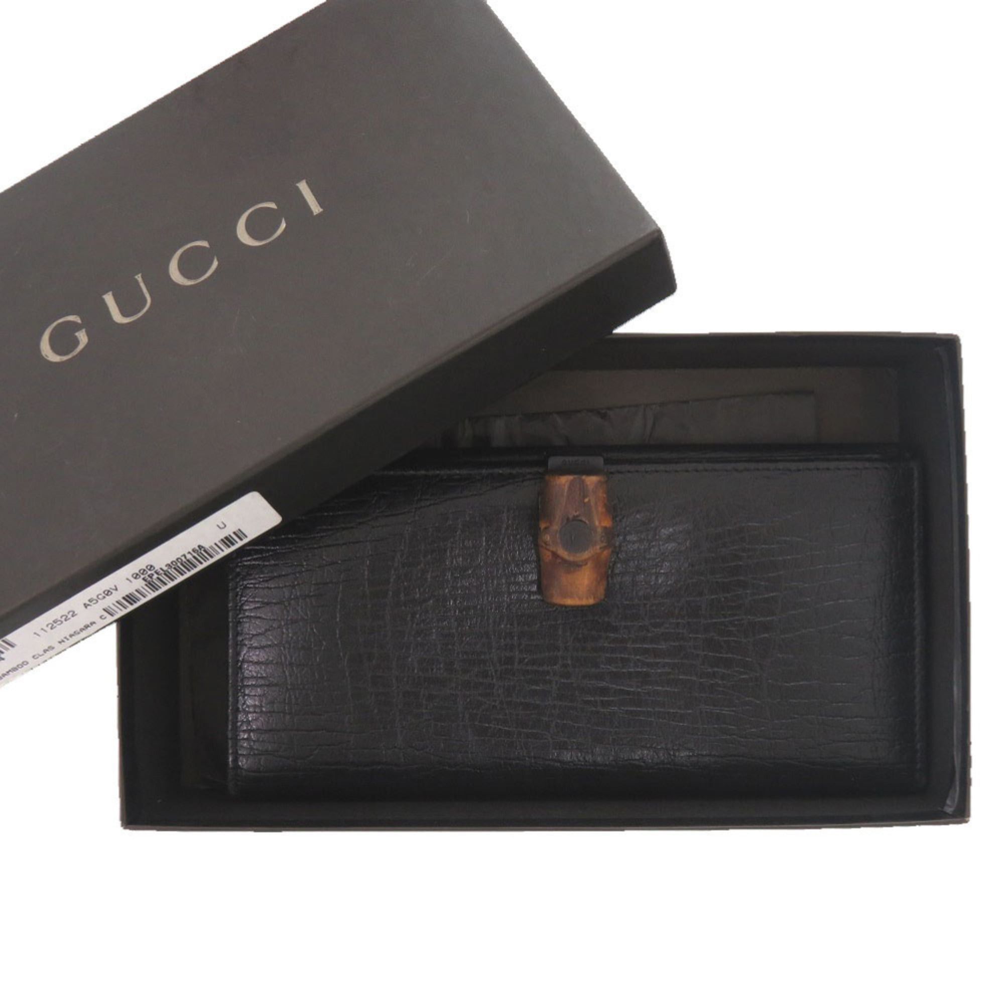 Gucci Excellent condition Gucci Bamboo Bi-fold Long Wallet 112522 Leather Black Brown 0920GUCCI Size ONE SIZE - 2 Thumbnail