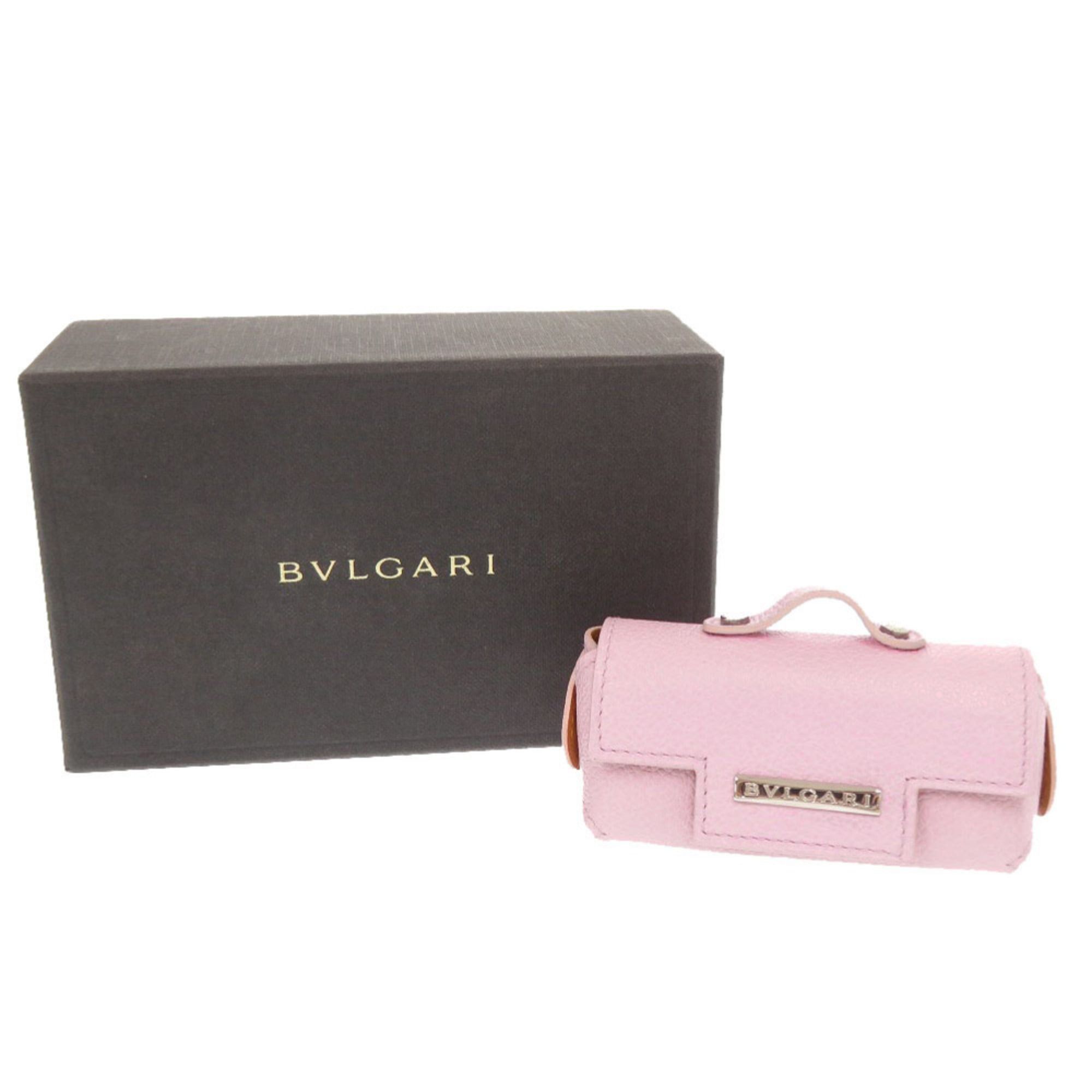 Bvlgari Excellent condition Bulgari logo key ring attached leather pink mini pouch/accessory case 0767BVLGARI Size ONE SIZE - 2 Thumbnail
