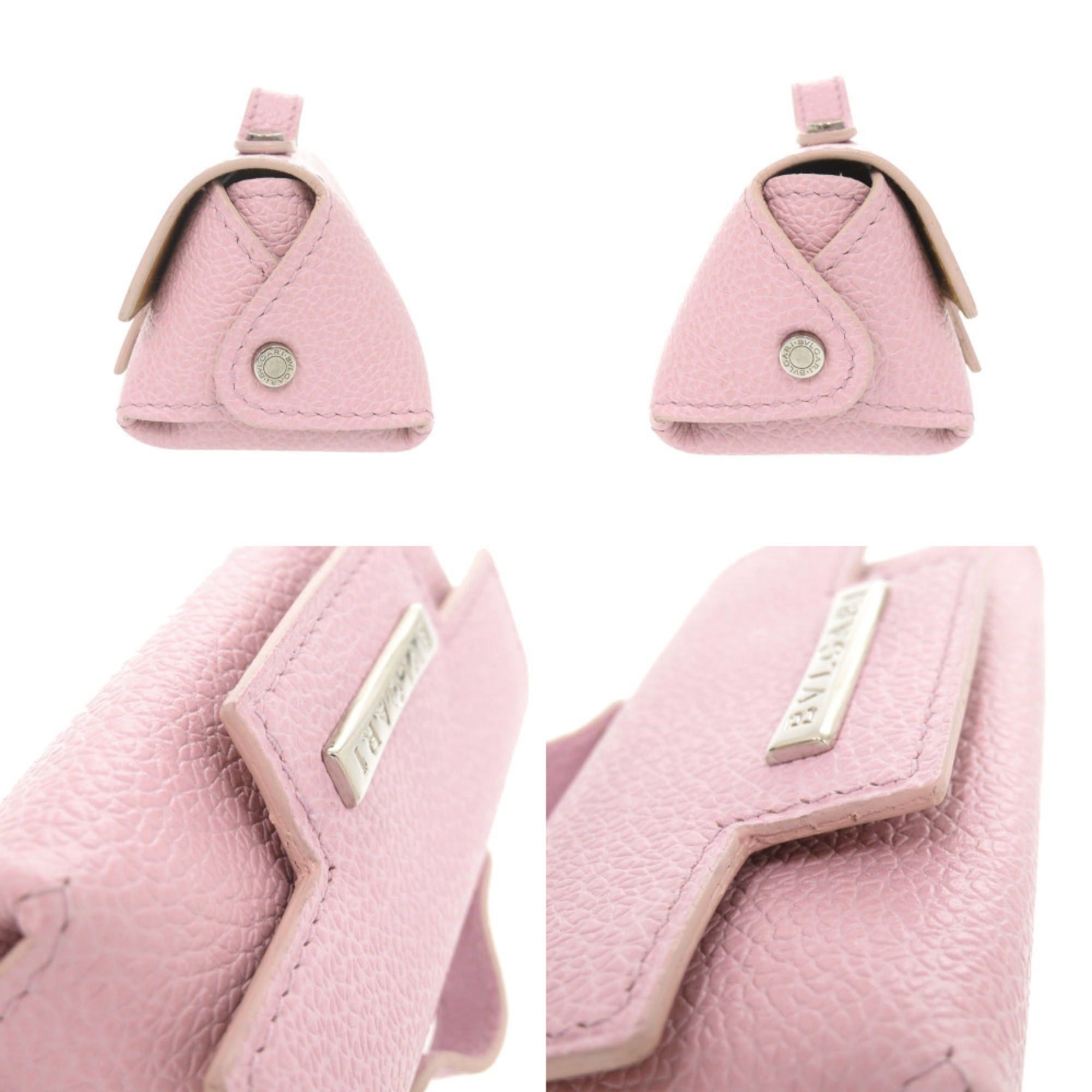 Bvlgari Excellent condition Bulgari logo key ring attached leather pink mini pouch/accessory case 0767BVLGARI Size ONE SIZE - 8 Thumbnail