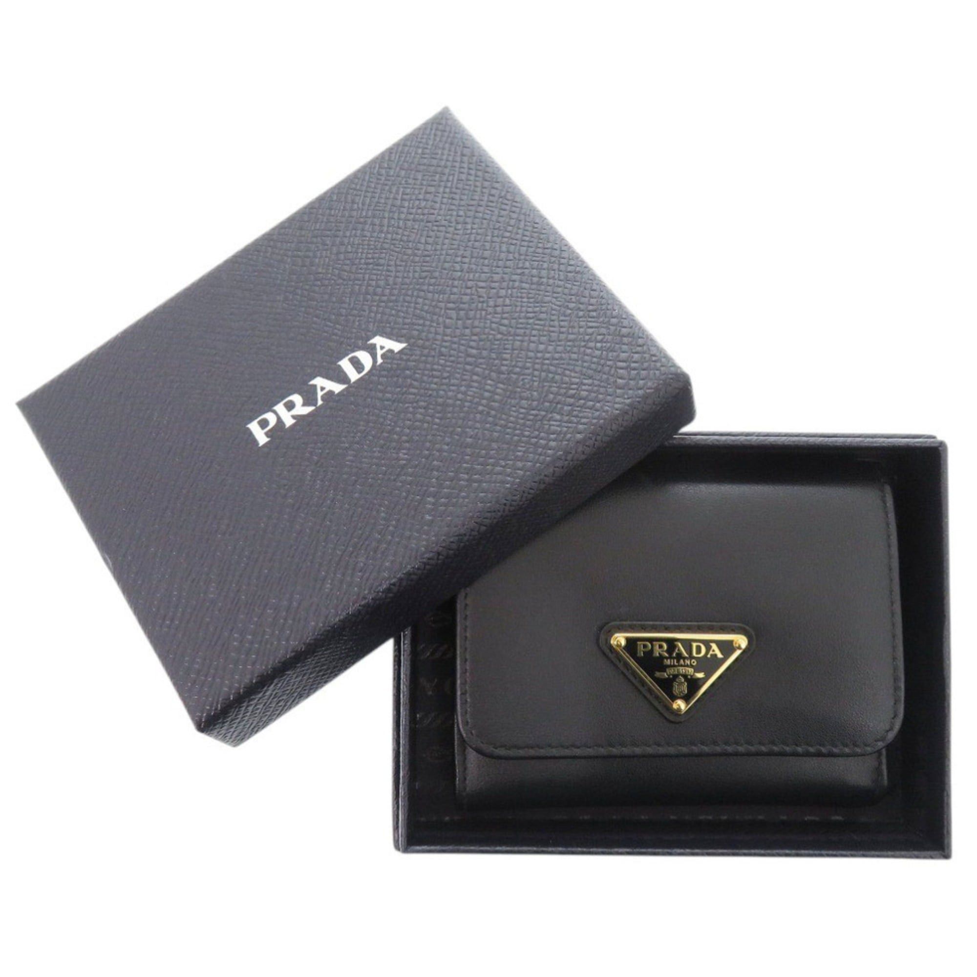 Prada Unused Prada Saffiano Triangle 1MH043 Leather Black Tri-fold Wallet 1105PRADA Size ONE SIZE - 2 Thumbnail