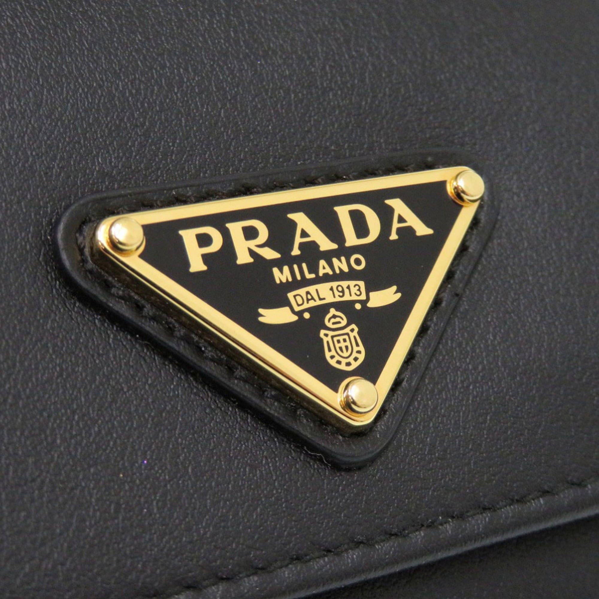Prada Unused Prada Saffiano Triangle 1MH043 Leather Black Tri-fold Wallet 1105PRADA Size ONE SIZE - 8 Thumbnail