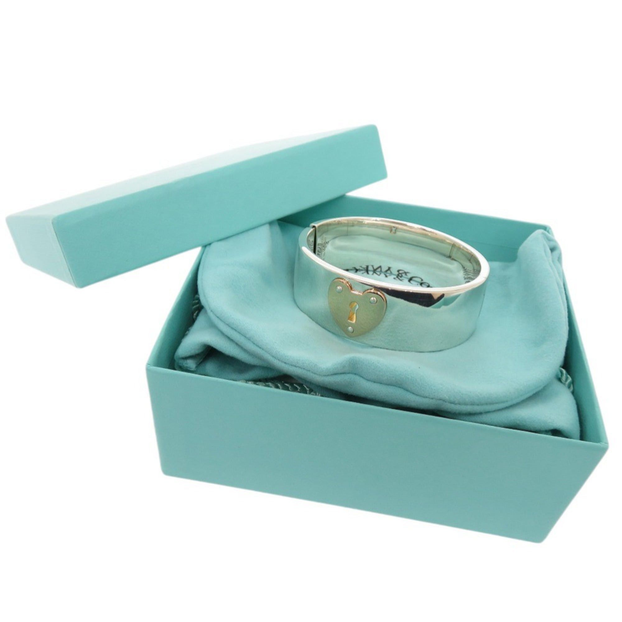 Tiffany & Co. Excellent condition Tiffany & Co. Heart Lock sterling silver 925 18K rose gold 750 bangle bracelet 1727TIFFANY&Co. Size ONE SIZE - 2 Thumbnail