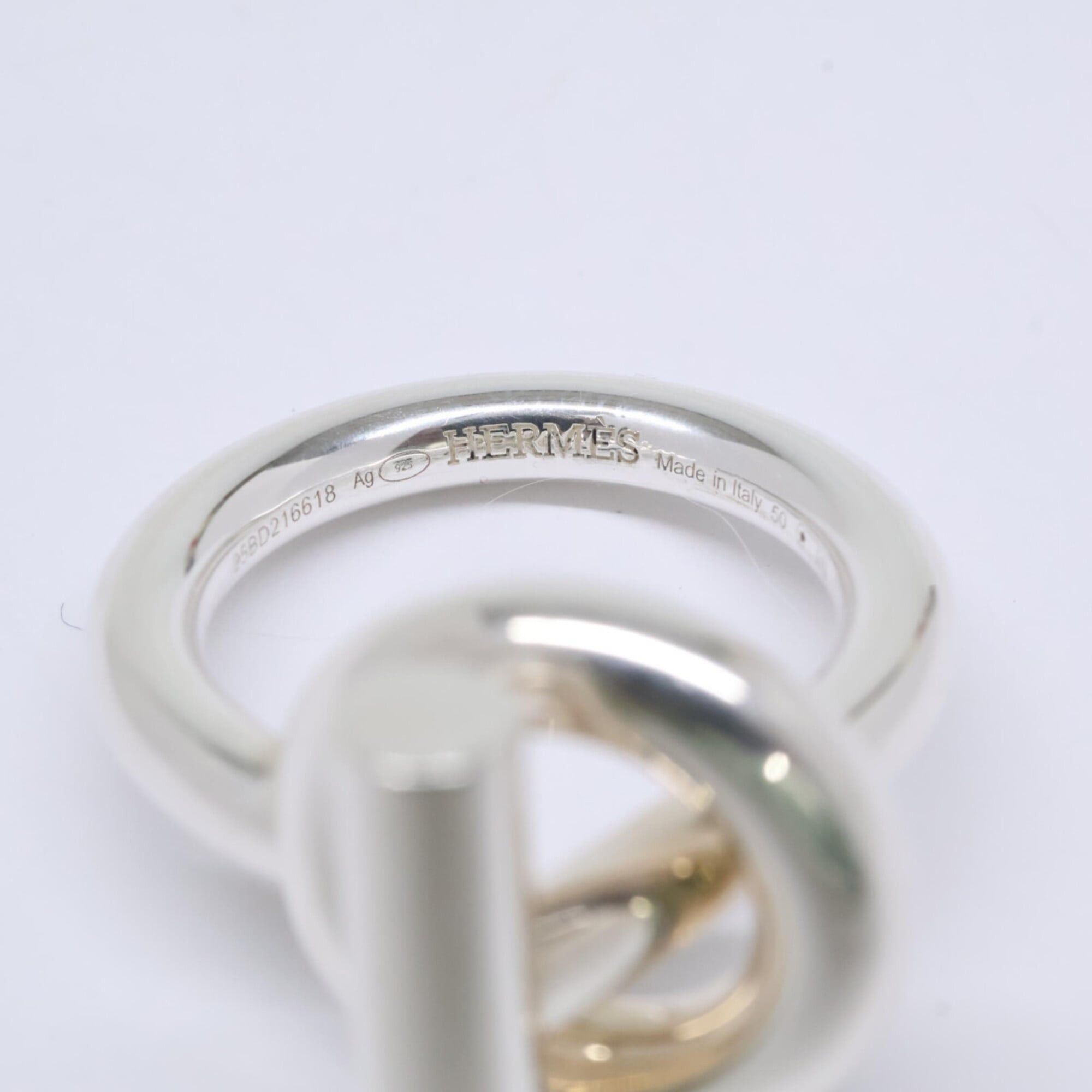 Hermes HERMES Ag925 Echappé MM Ring, Size 50, Silver, Women's Size ONE SIZE - 7 Thumbnail