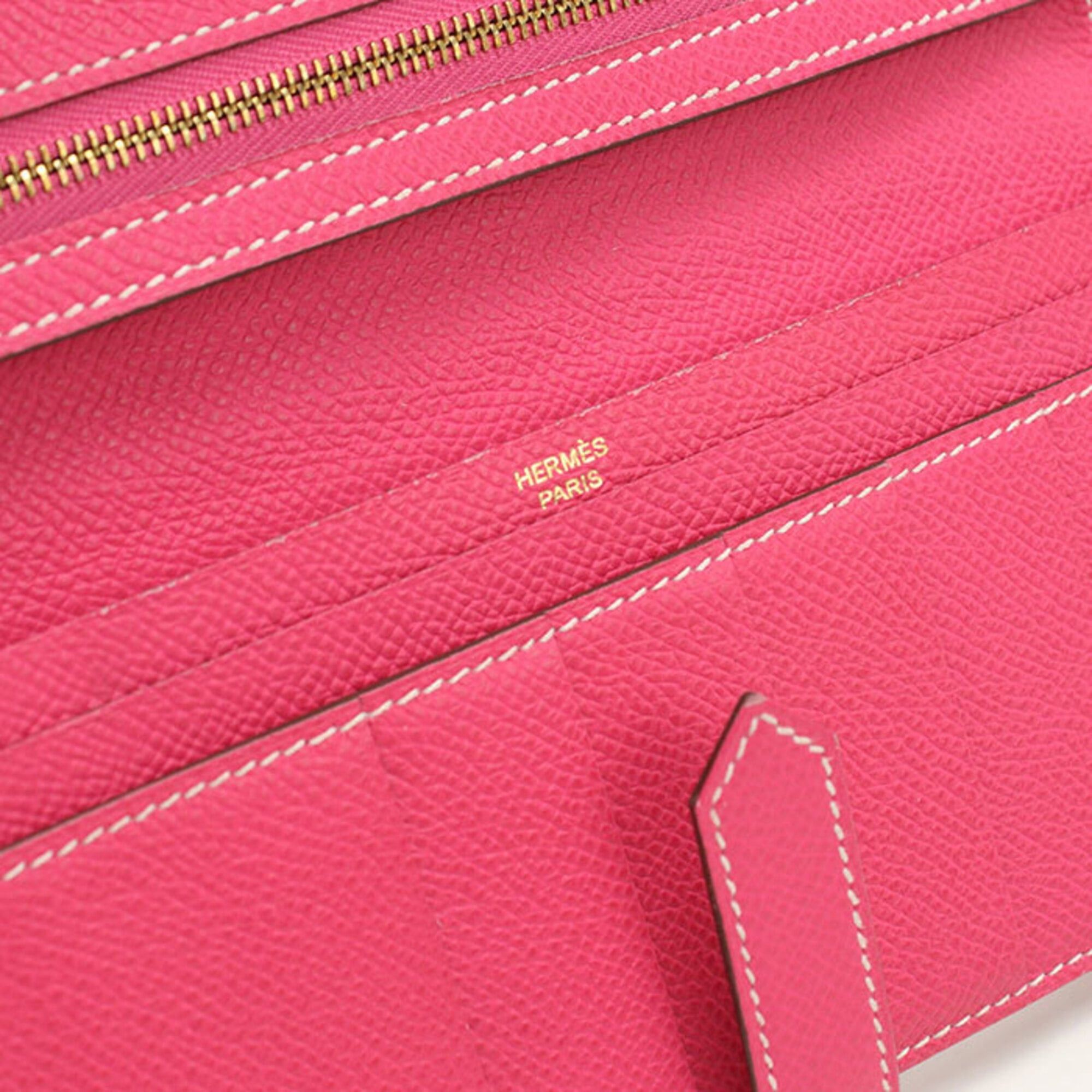 Hermes Hermes Long Wallet Bi-fold with Coin Purse Bearn Soufflé □P Stamp Women's Pink Size ONE SIZE - 6 Thumbnail