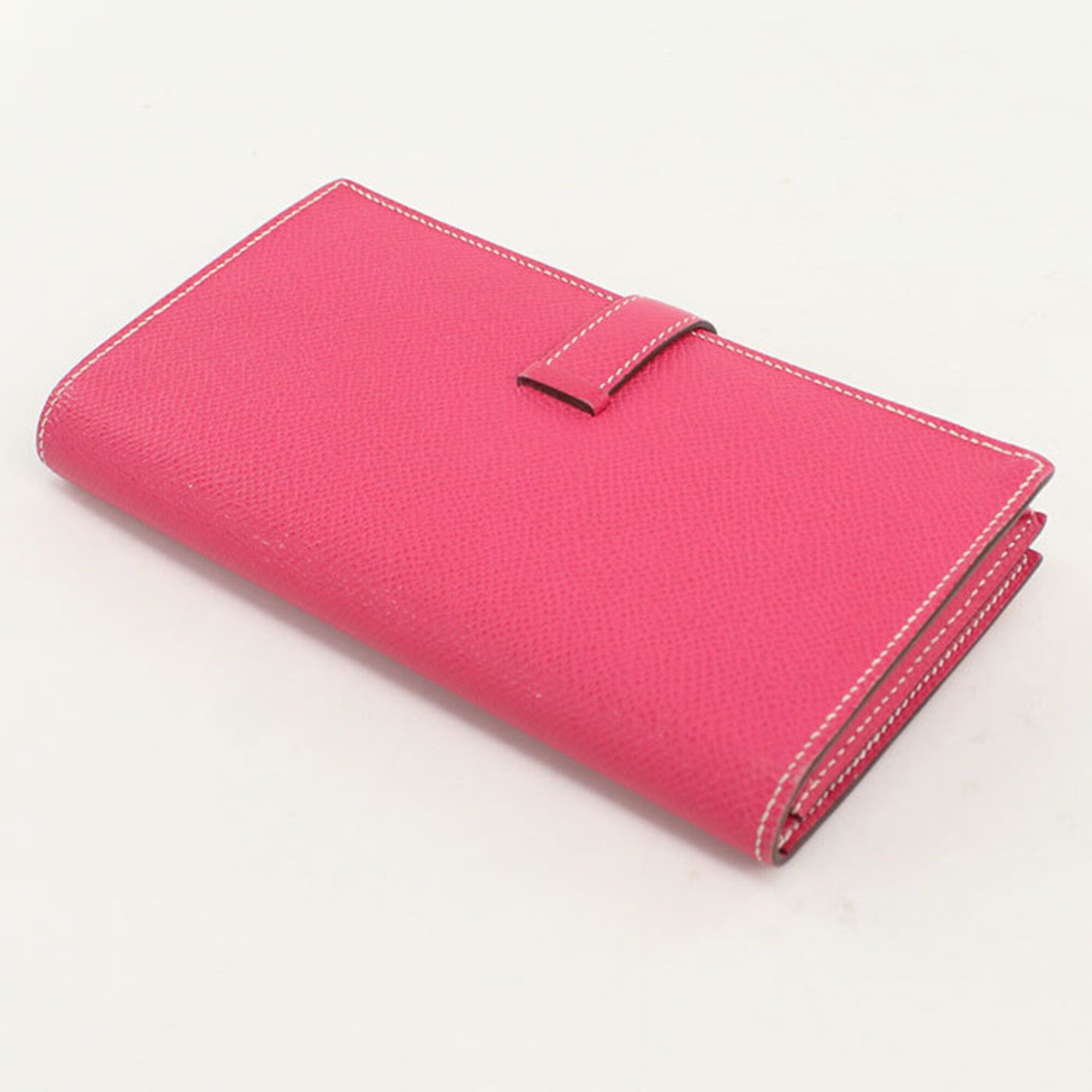 Hermes Hermes Long Wallet Bi-fold with Coin Purse Bearn Soufflé □P Stamp Women's Pink Size ONE SIZE - 2 Thumbnail