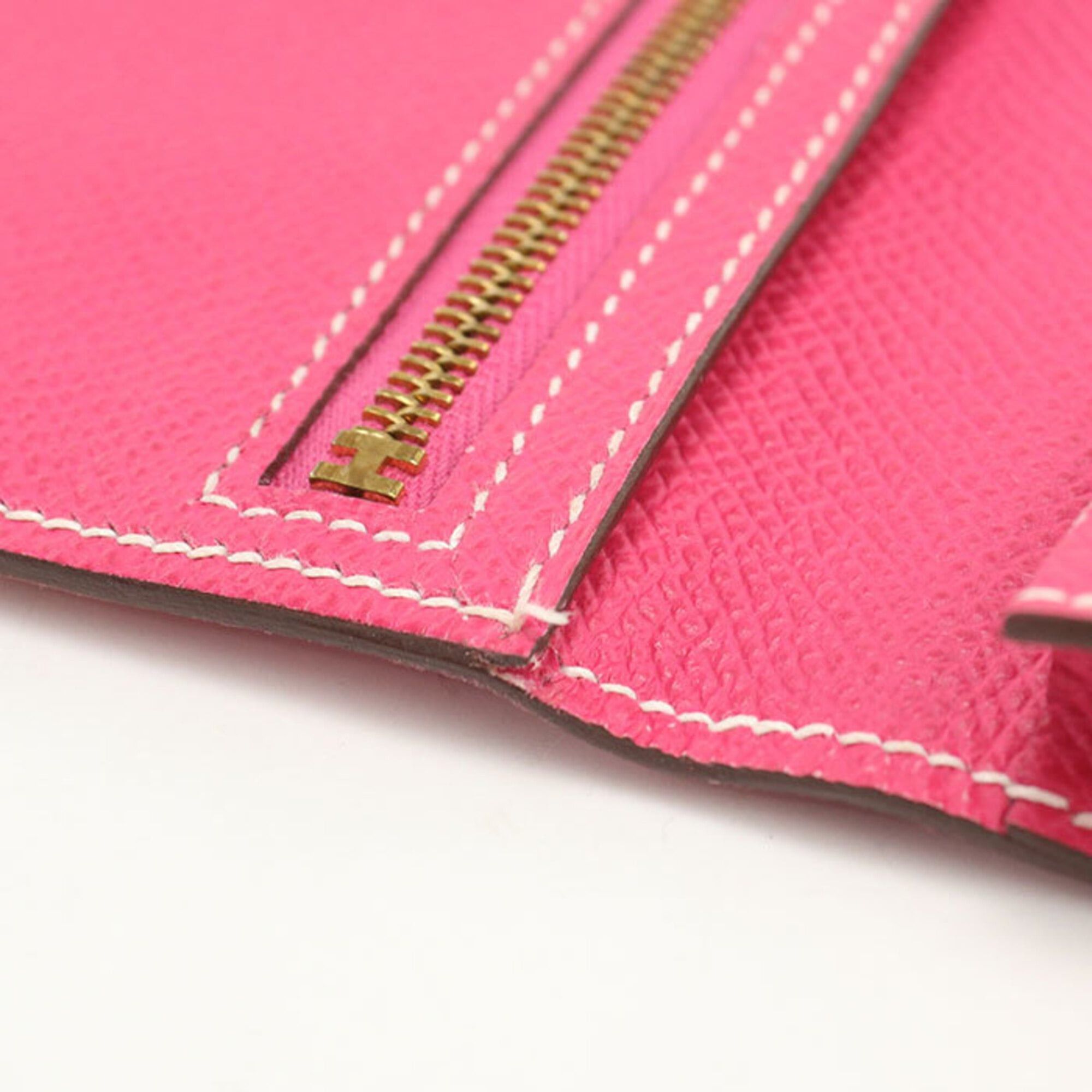 Hermes Hermes Long Wallet Bi-fold with Coin Purse Bearn Soufflé □P Stamp Women's Pink Size ONE SIZE - 7 Thumbnail