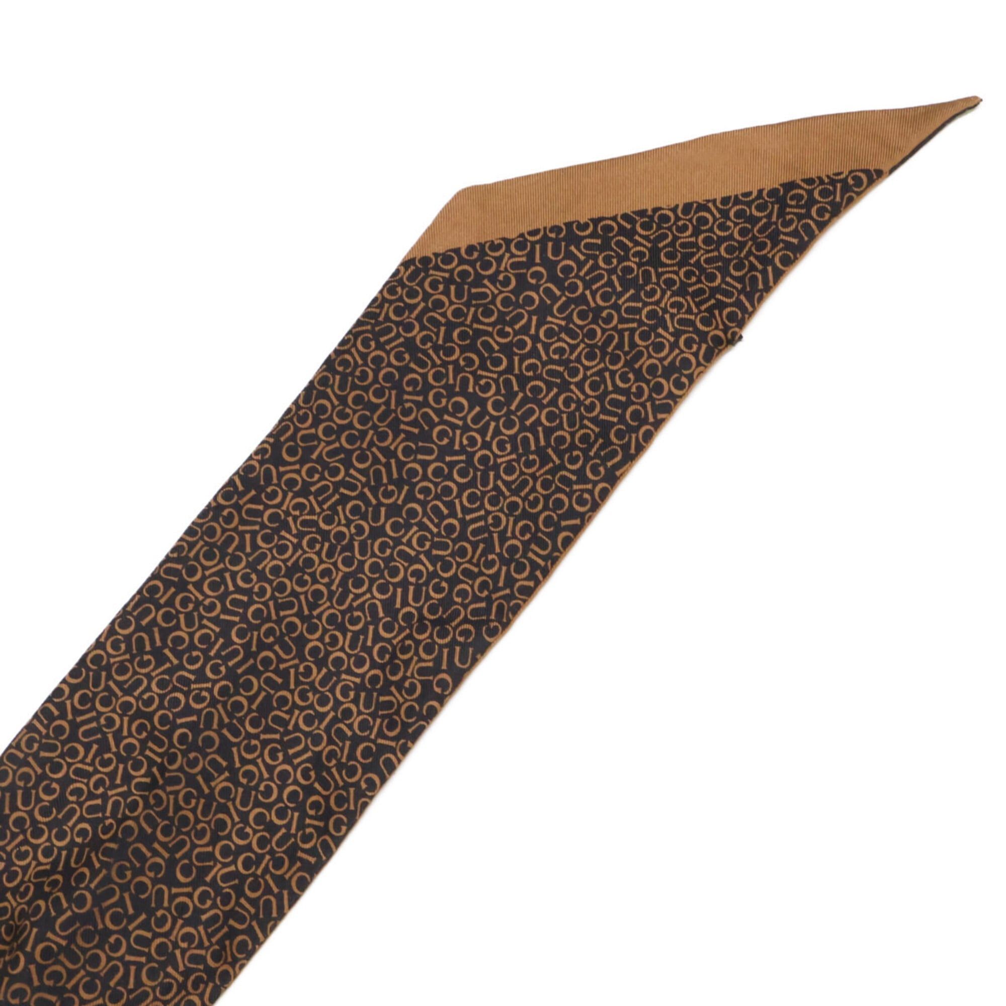 Gucci GUCCI GG hardware logo pattern silk scarf/muffler, brown, for women. Size ONE SIZE - 4 Thumbnail