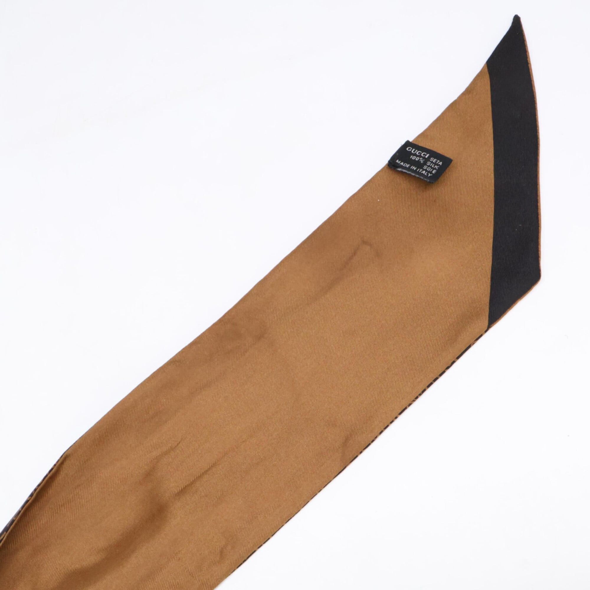 Gucci GUCCI GG hardware logo pattern silk scarf/muffler, brown, for women. Size ONE SIZE - 6 Thumbnail