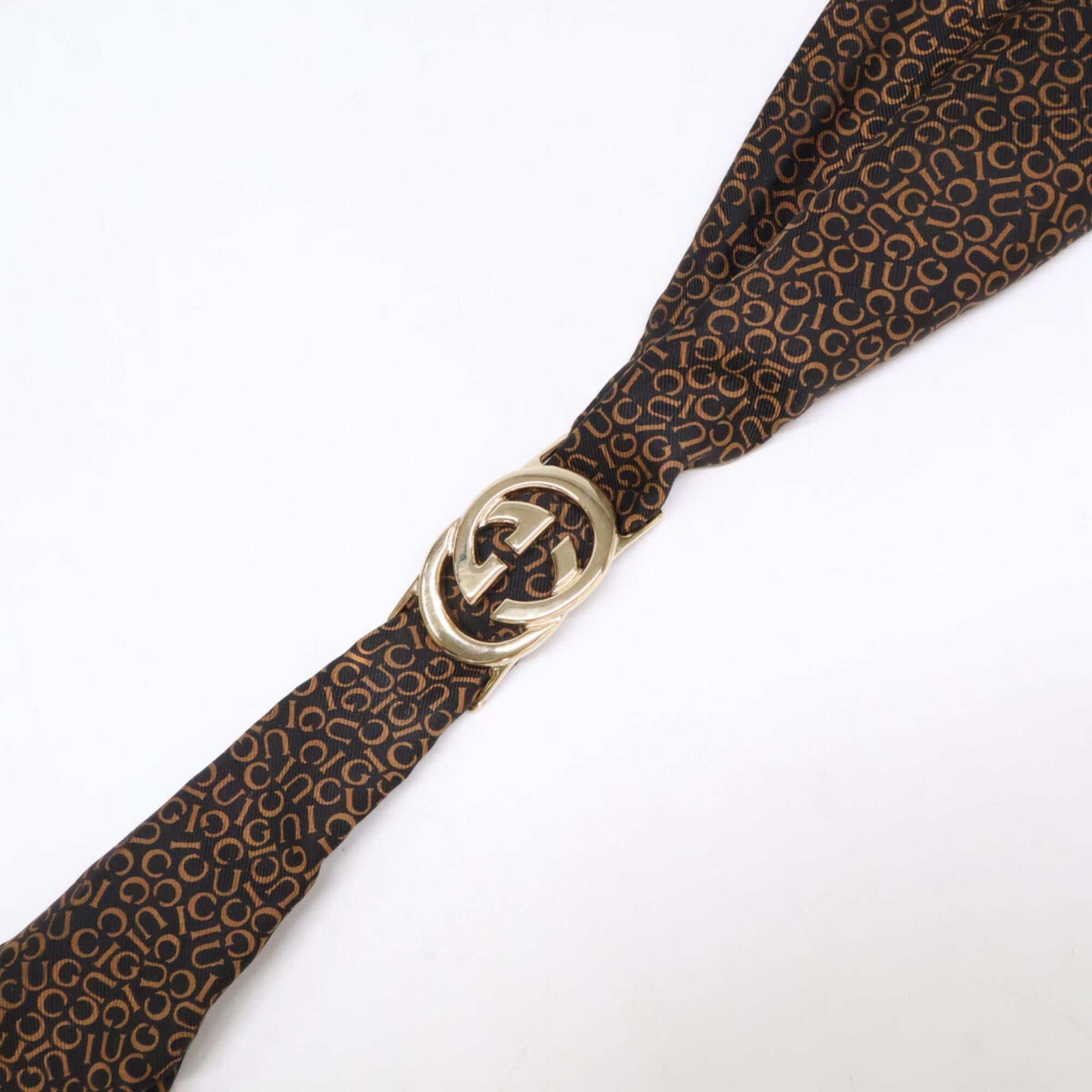 Gucci GUCCI GG hardware logo pattern silk scarf/muffler, brown, for women. Size ONE SIZE - 3 Thumbnail
