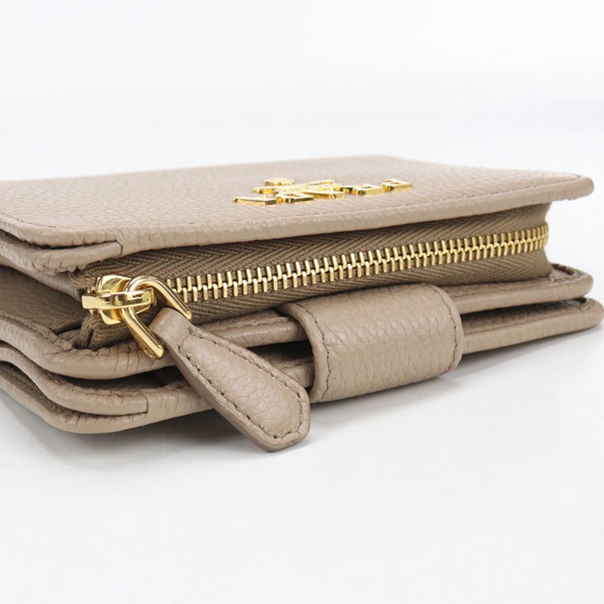 Prada PRADA bi-fold wallet, Vitello Grain Leather, women's, beige. Size ONE SIZE - 7 Thumbnail