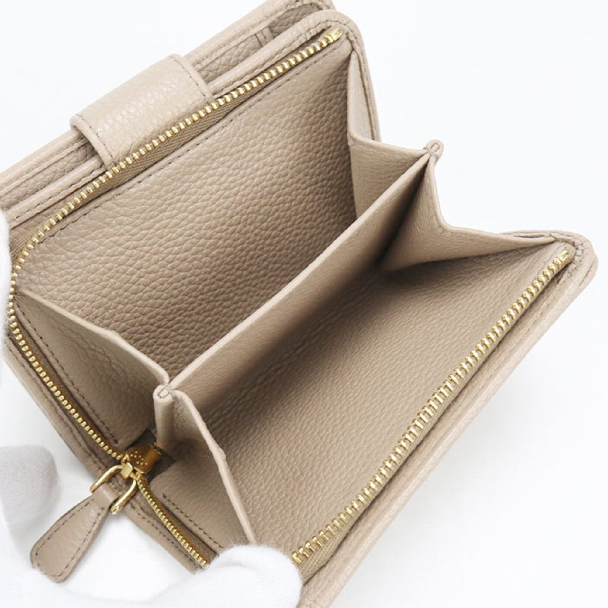 Prada PRADA bi-fold wallet, Vitello Grain Leather, women's, beige. Size ONE SIZE - 5 Thumbnail