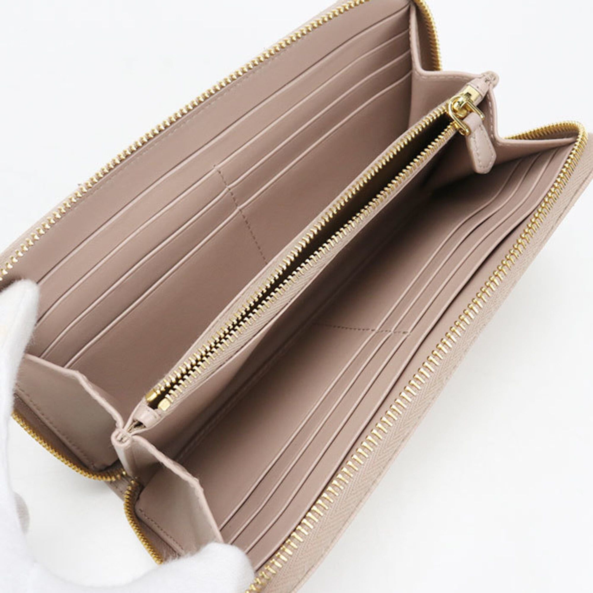 Prada PRADA women's long wallet with round zipper closure, beige. Size ONE SIZE - 3 Thumbnail