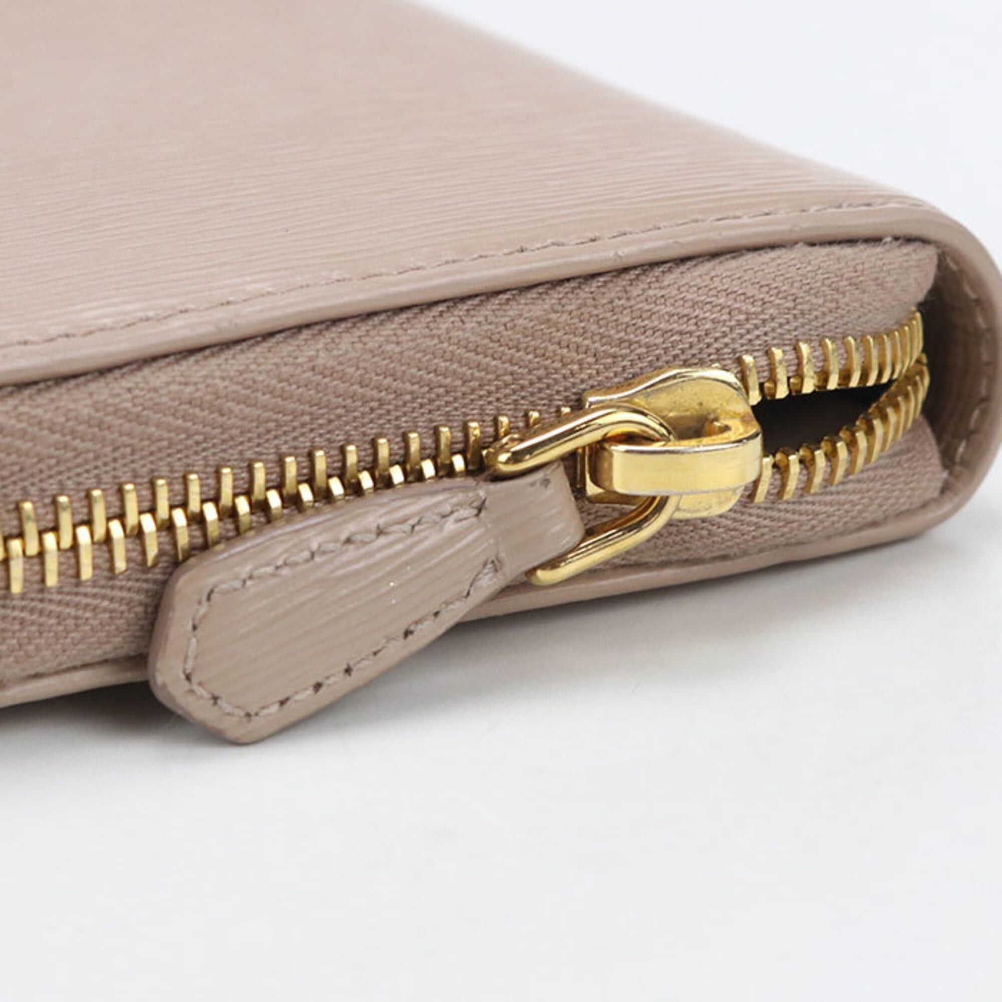 Prada PRADA women's long wallet with round zipper closure, beige. Size ONE SIZE - 6 Thumbnail