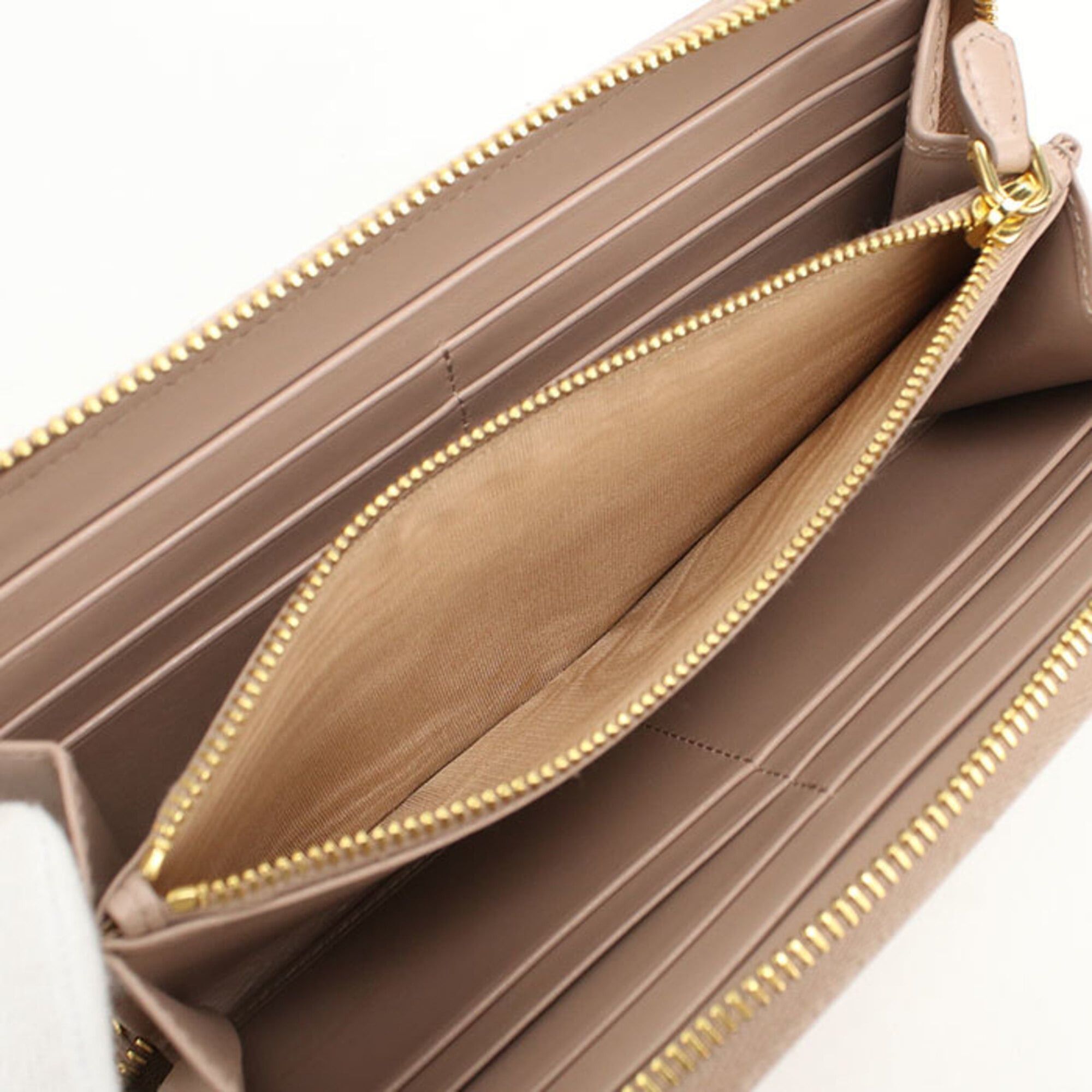 Prada Prada Long Wallet, Round Zipper, 1ML506, Women's, Beige Size ONE SIZE - 4 Thumbnail