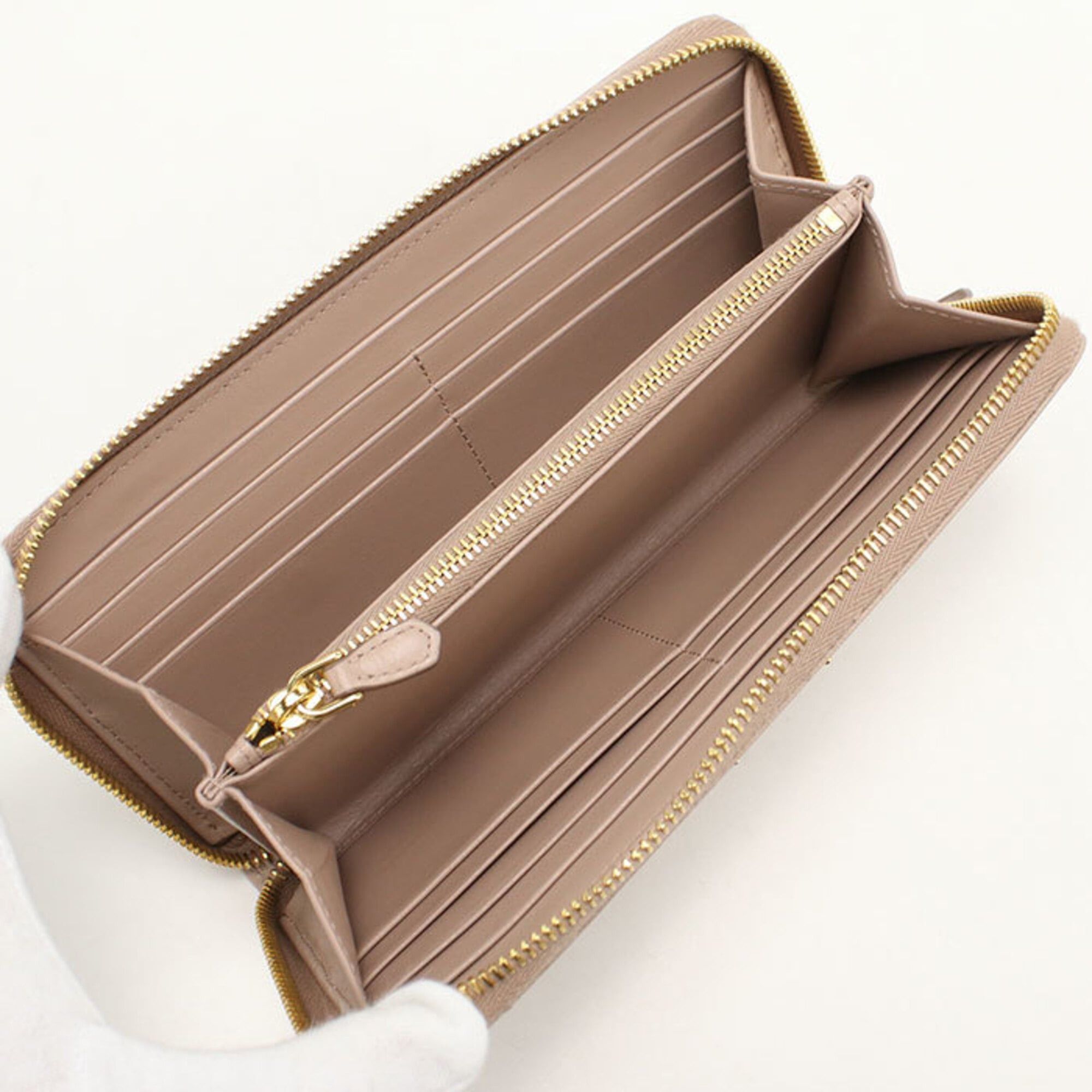Prada Prada Long Wallet, Round Zipper, 1ML506, Women's, Beige Size ONE SIZE - 3 Thumbnail