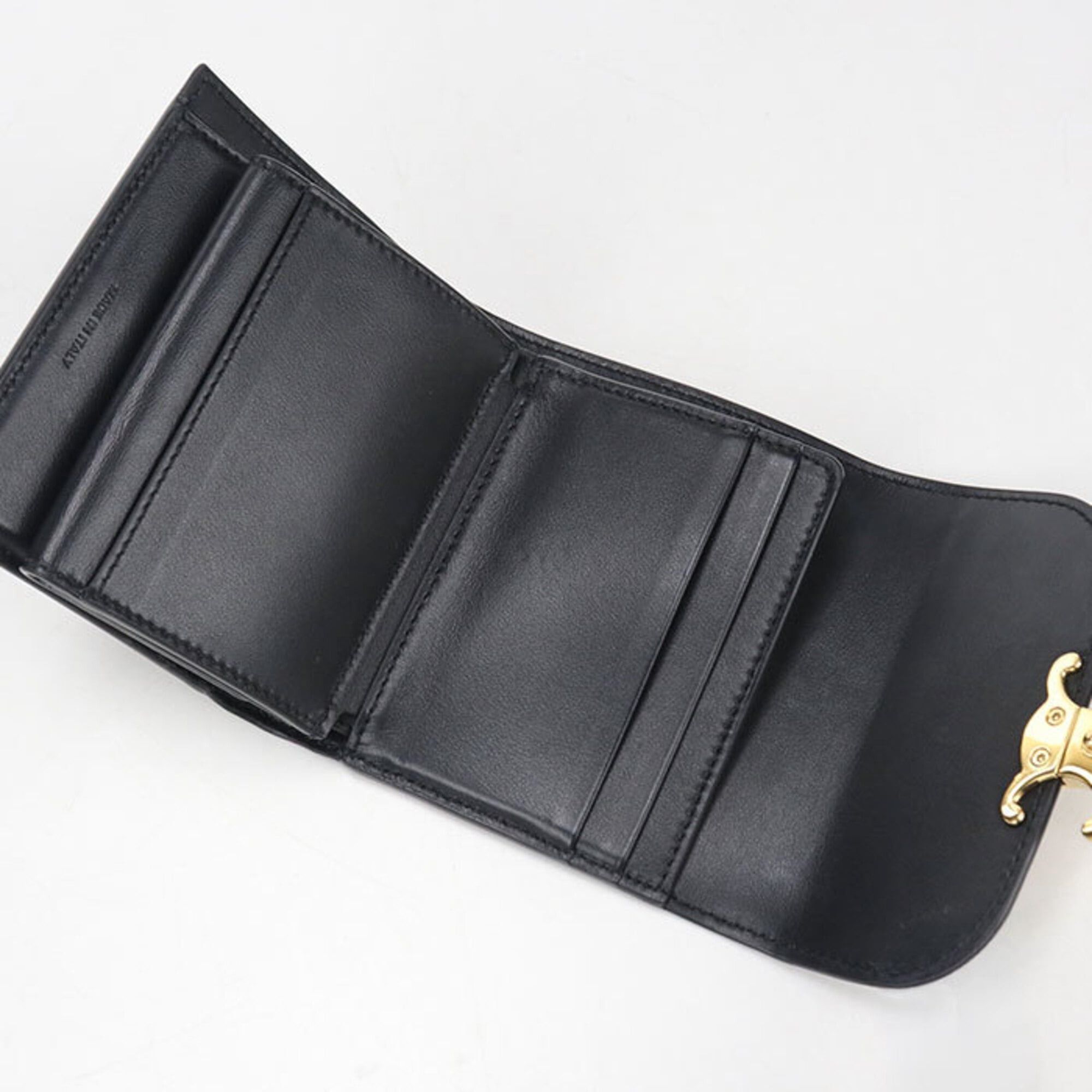 Celine Celine Tri-fold Wallet Small Flap Triomphe Women's Black Size ONE SIZE - 3 Thumbnail