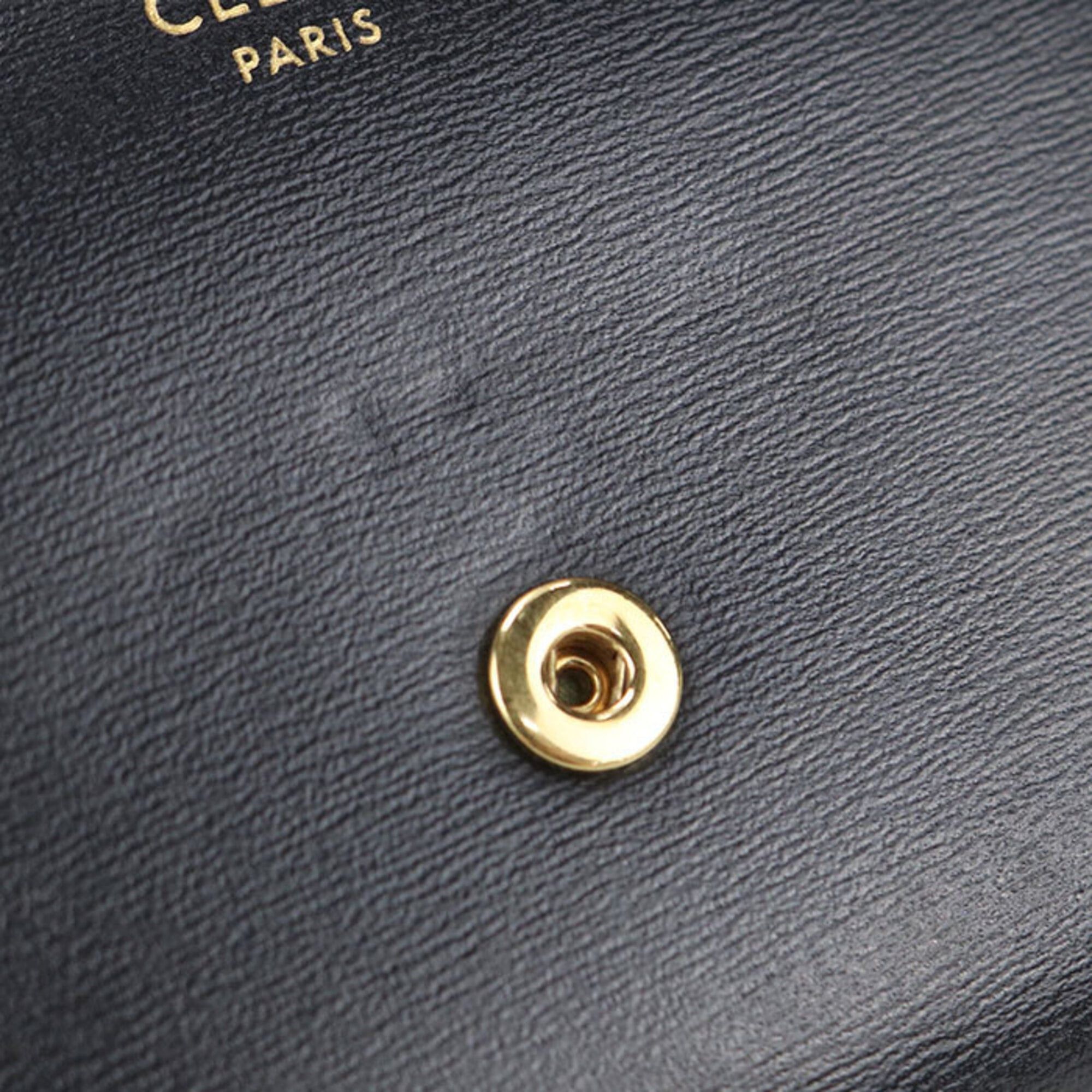 Celine Celine Tri-fold Wallet Small Flap Triomphe Women's Black Size ONE SIZE - 9 Thumbnail