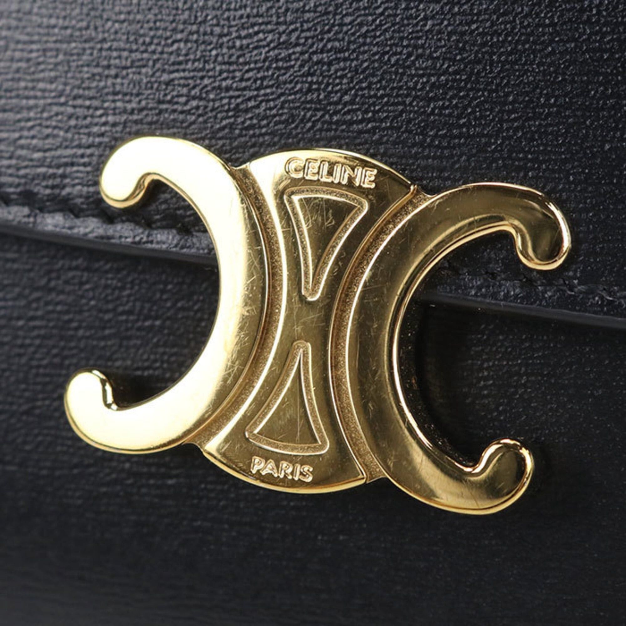 Celine Celine Tri-fold Wallet Small Flap Triomphe Women's Black Size ONE SIZE - 8 Thumbnail