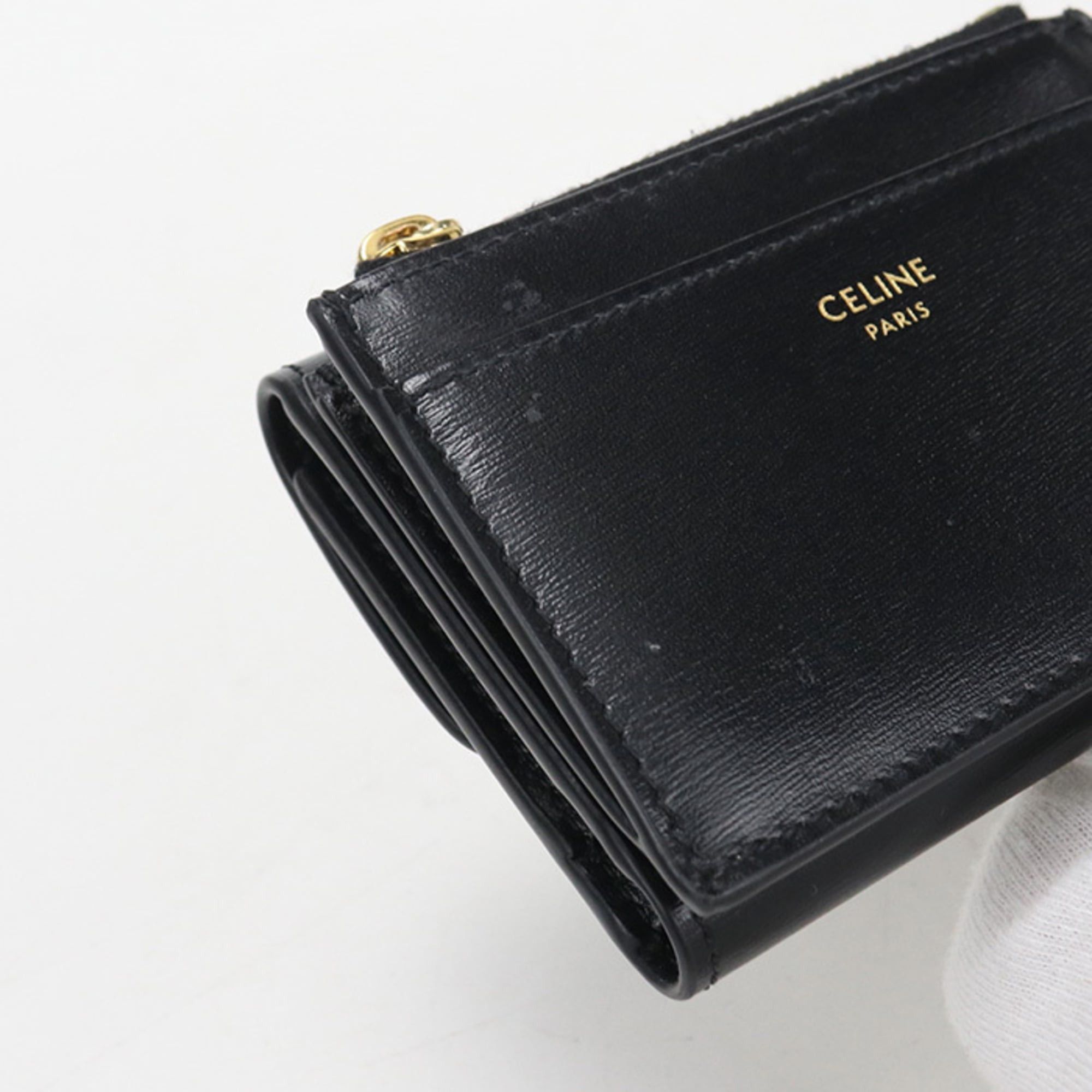 Celine Celine Tri-fold Wallet 10I653DPV.38NO Compact Triomphe Women's Black Size ONE SIZE - 8 Thumbnail